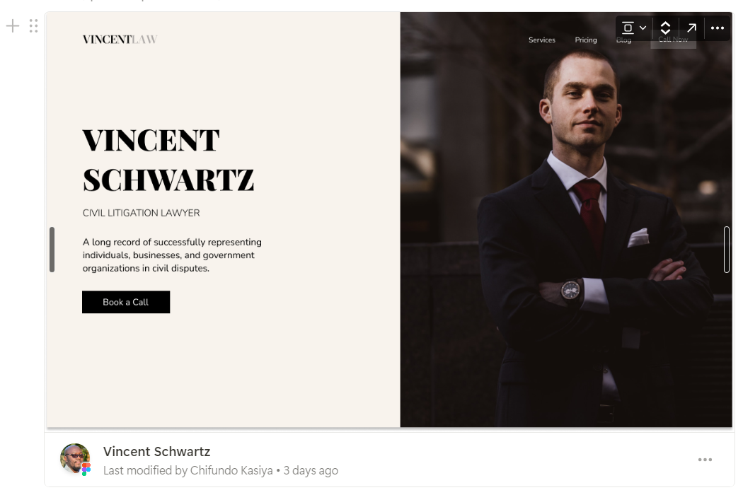 A Figma preview in Notion.