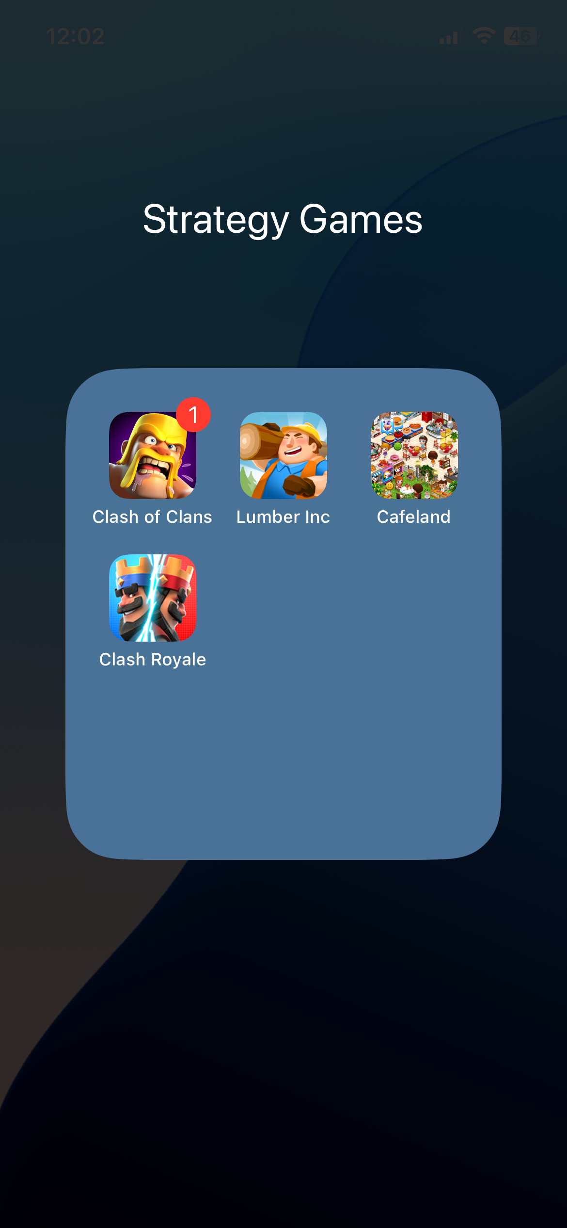 Games folder on iPhone home screen
