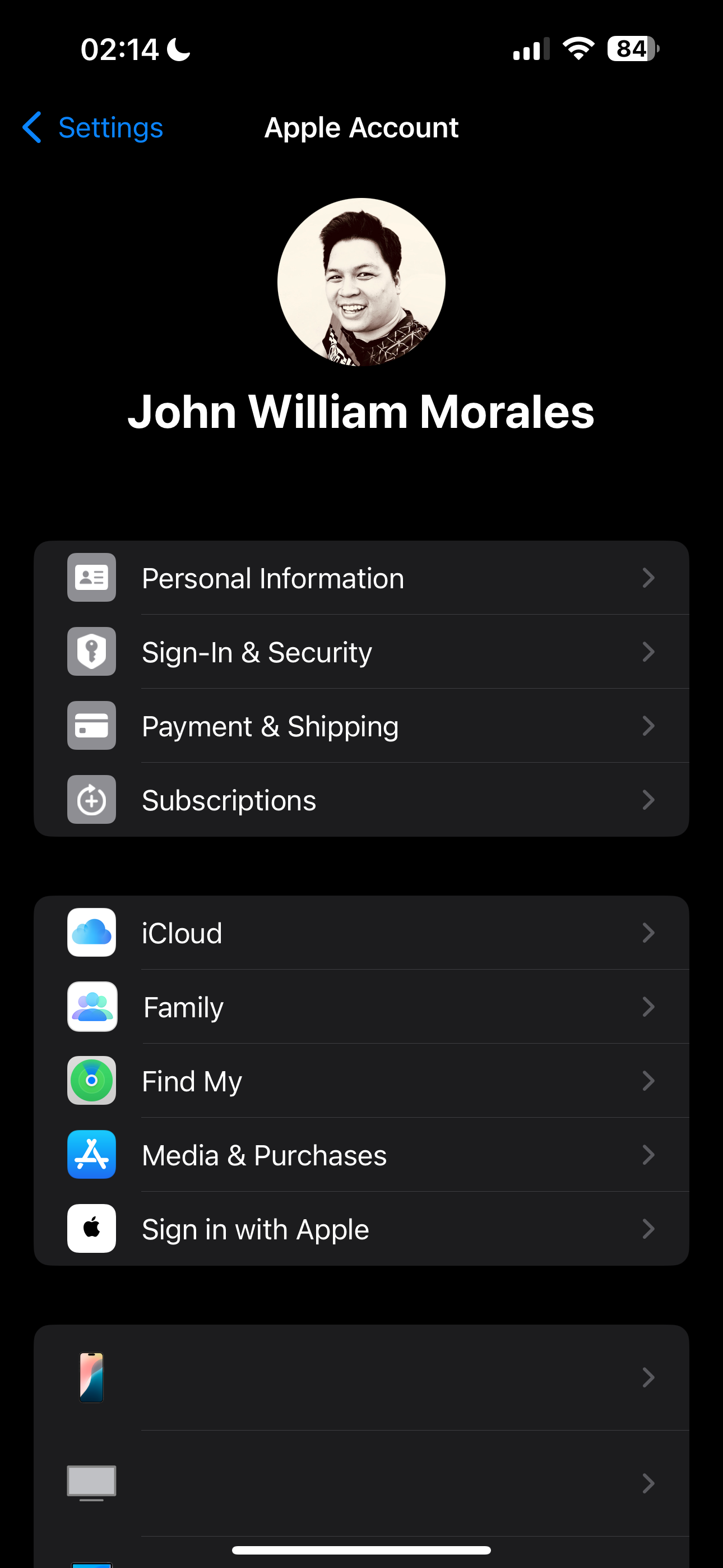 iPhone Profile Settings