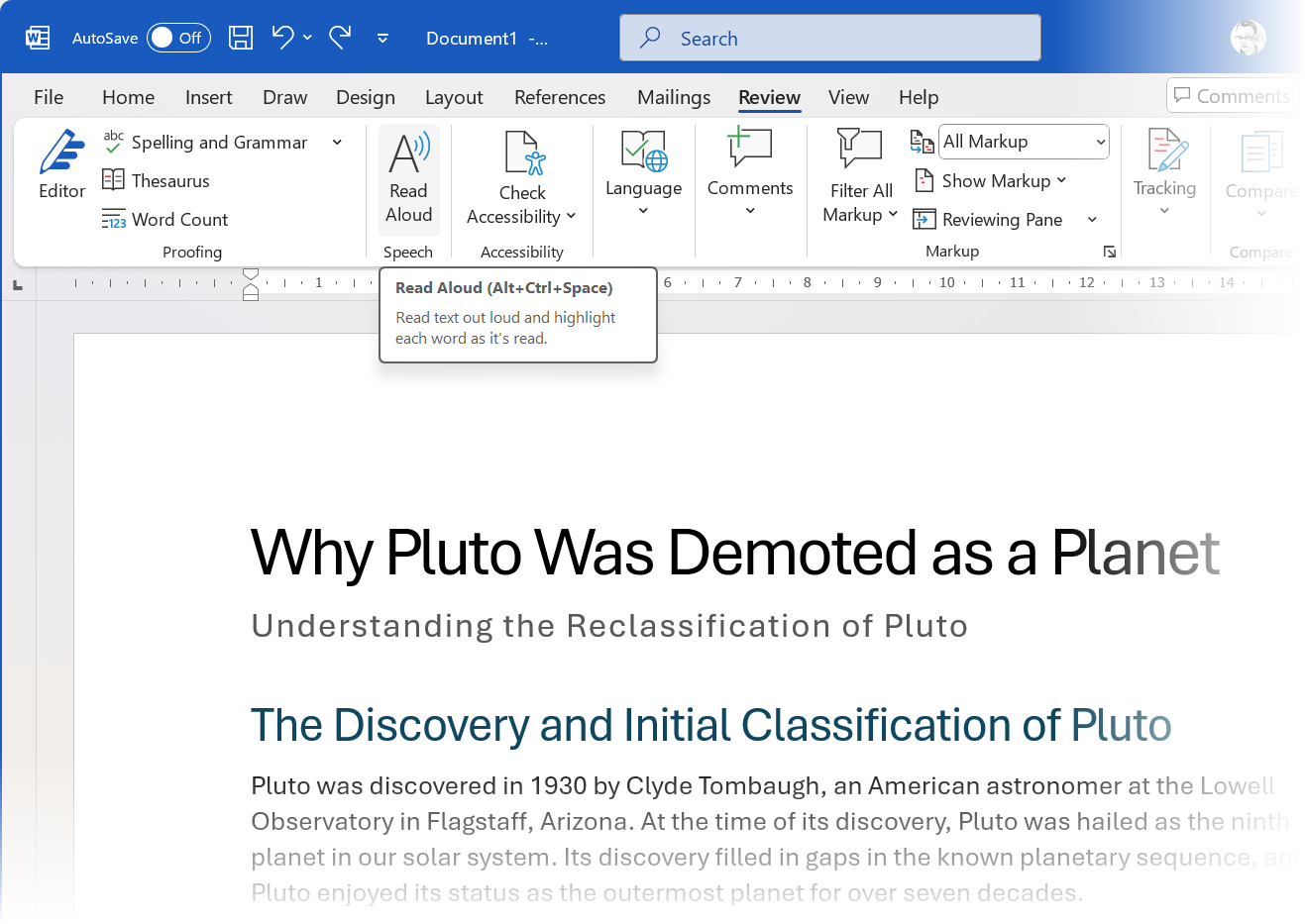 Microsoft Word Read Aloud