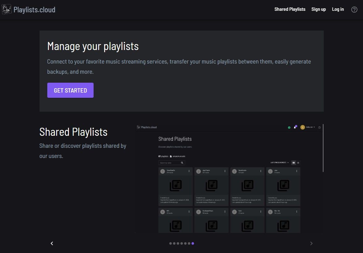 Playlists.cloud home page