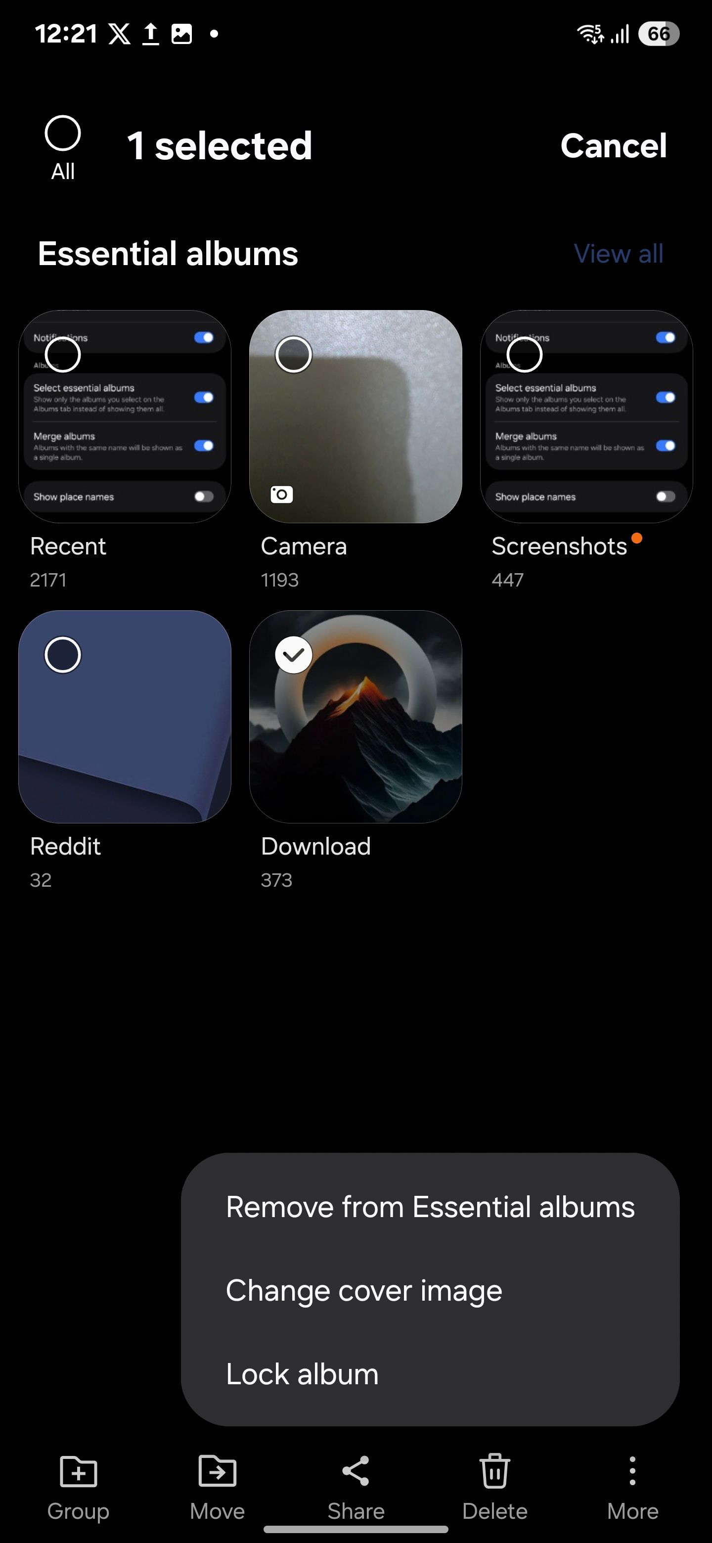 Lock Album option in Samsung Gallery app