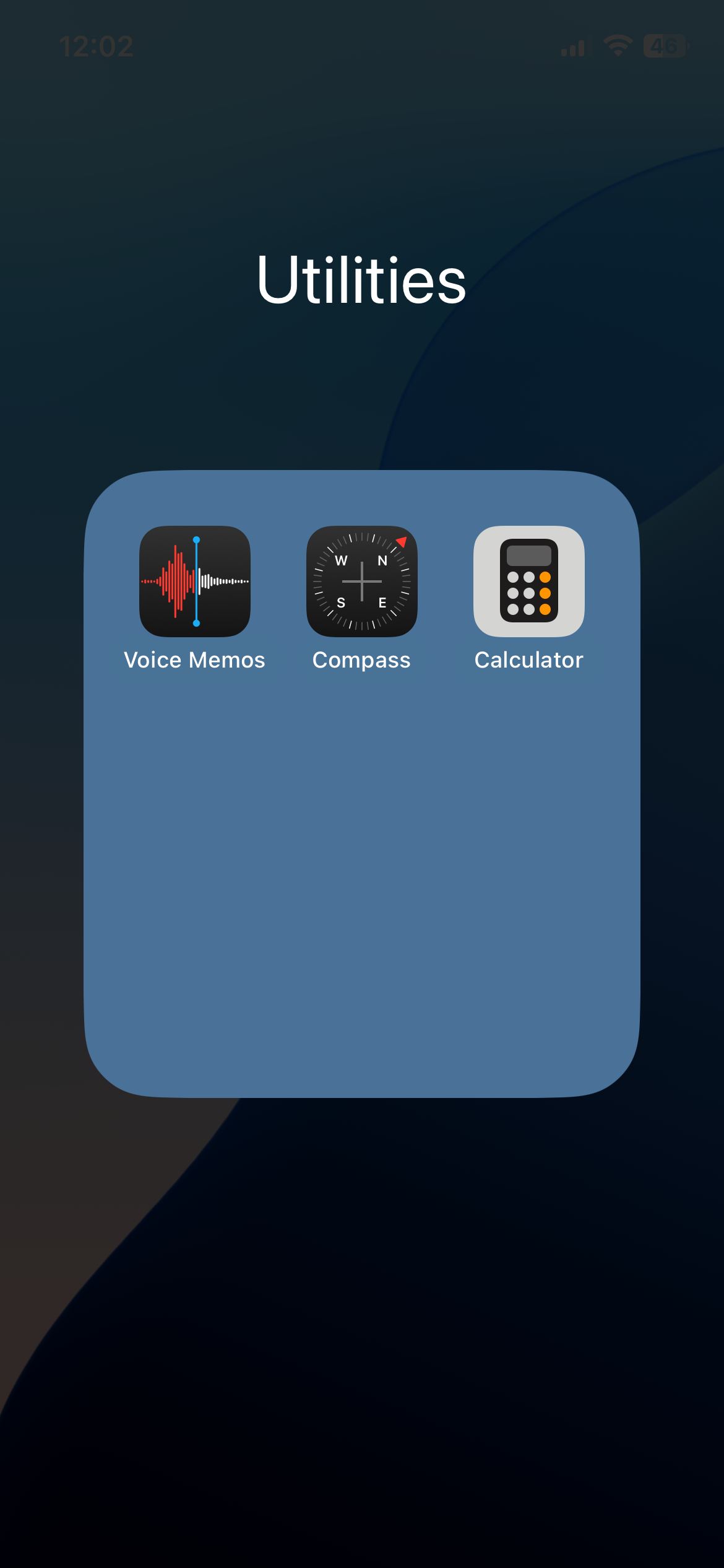 Utilities folder on iPhone