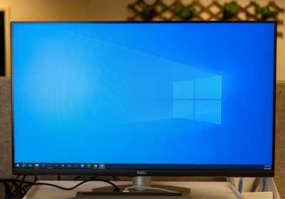 Dell monitor showing Windows 10 desktop