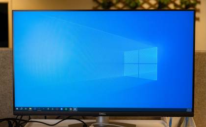 Dell monitor showing Windows 10 desktop