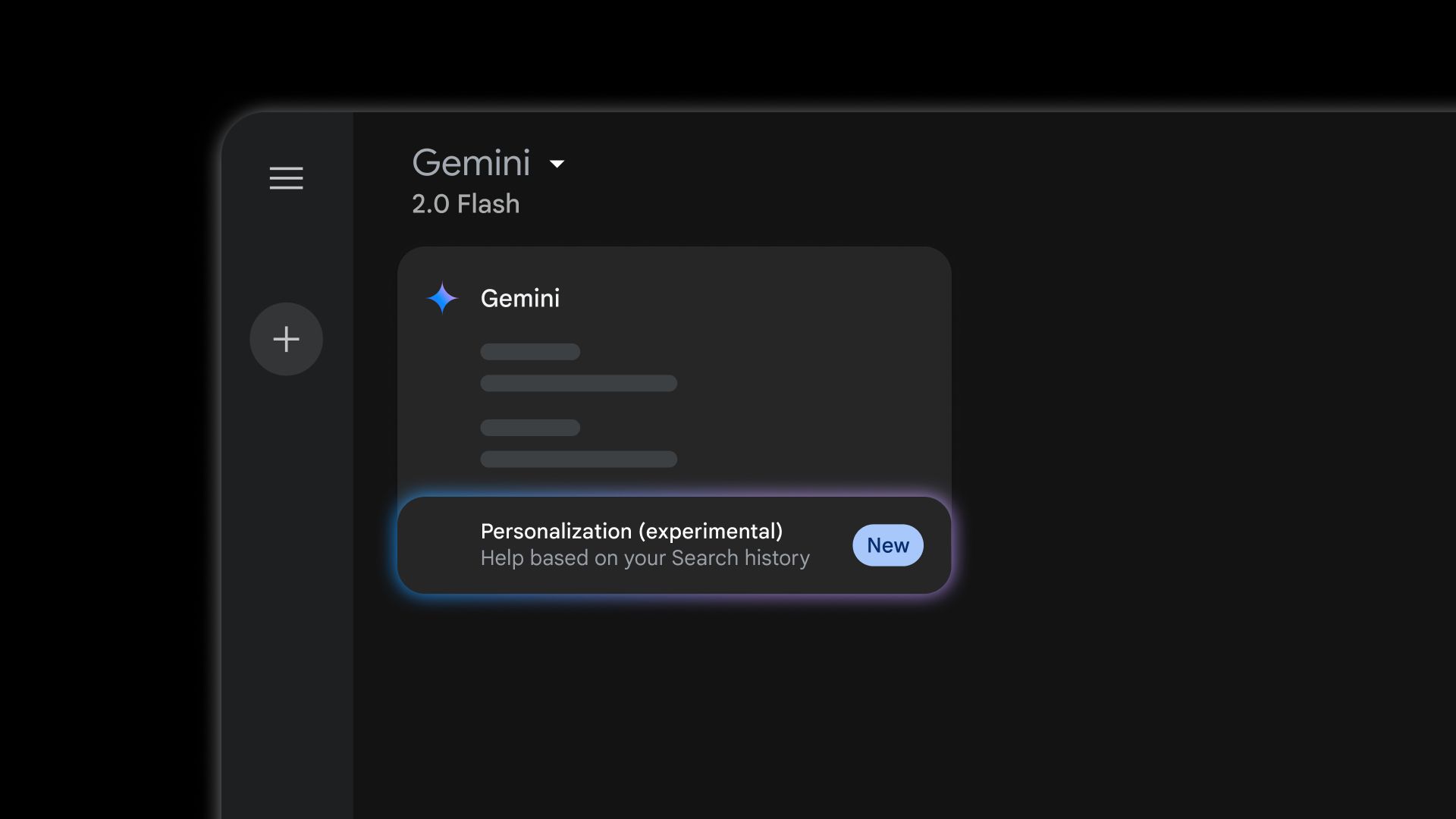 Google Gemini personalization drop down menu