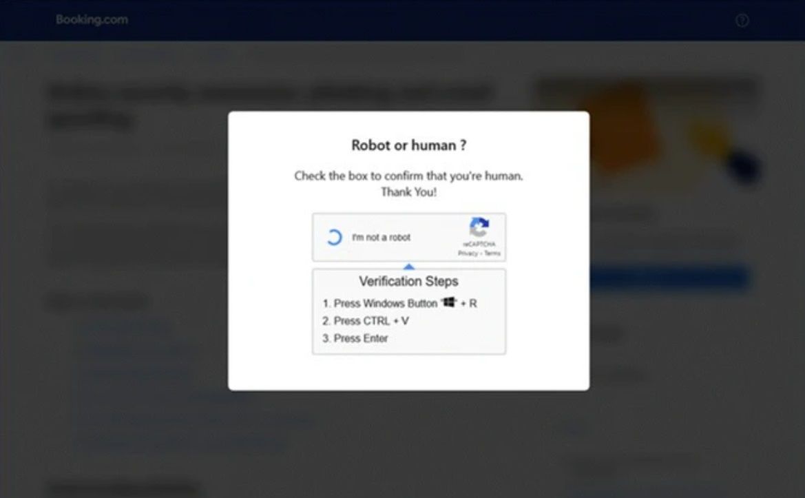 microsoft threat intelligence booking website scam example.