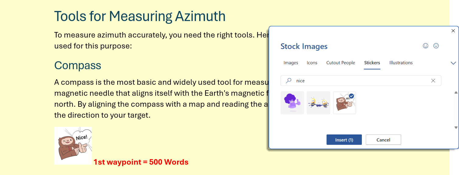 Microsoft Word Milestones with achievent badges