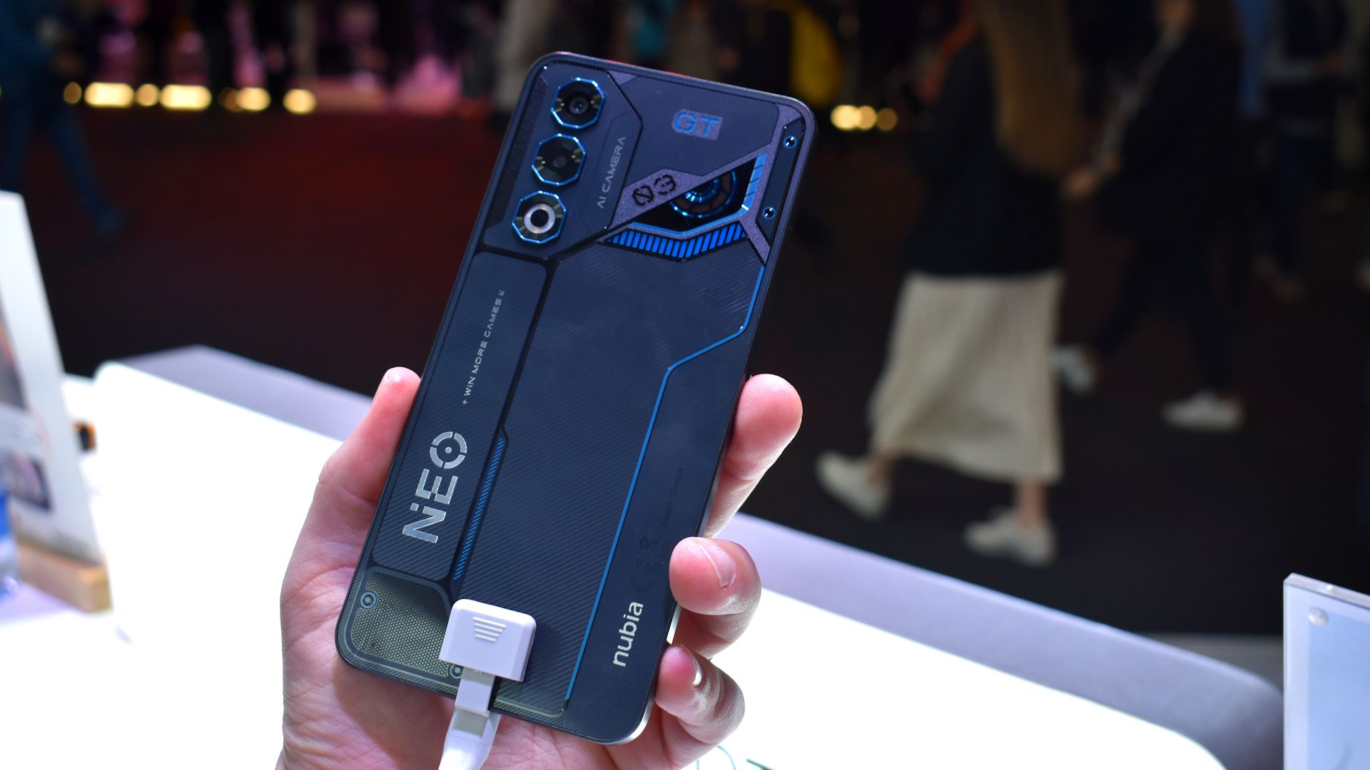 nubia neo 3 gt 5g black and blue rear panel at mwc 2025