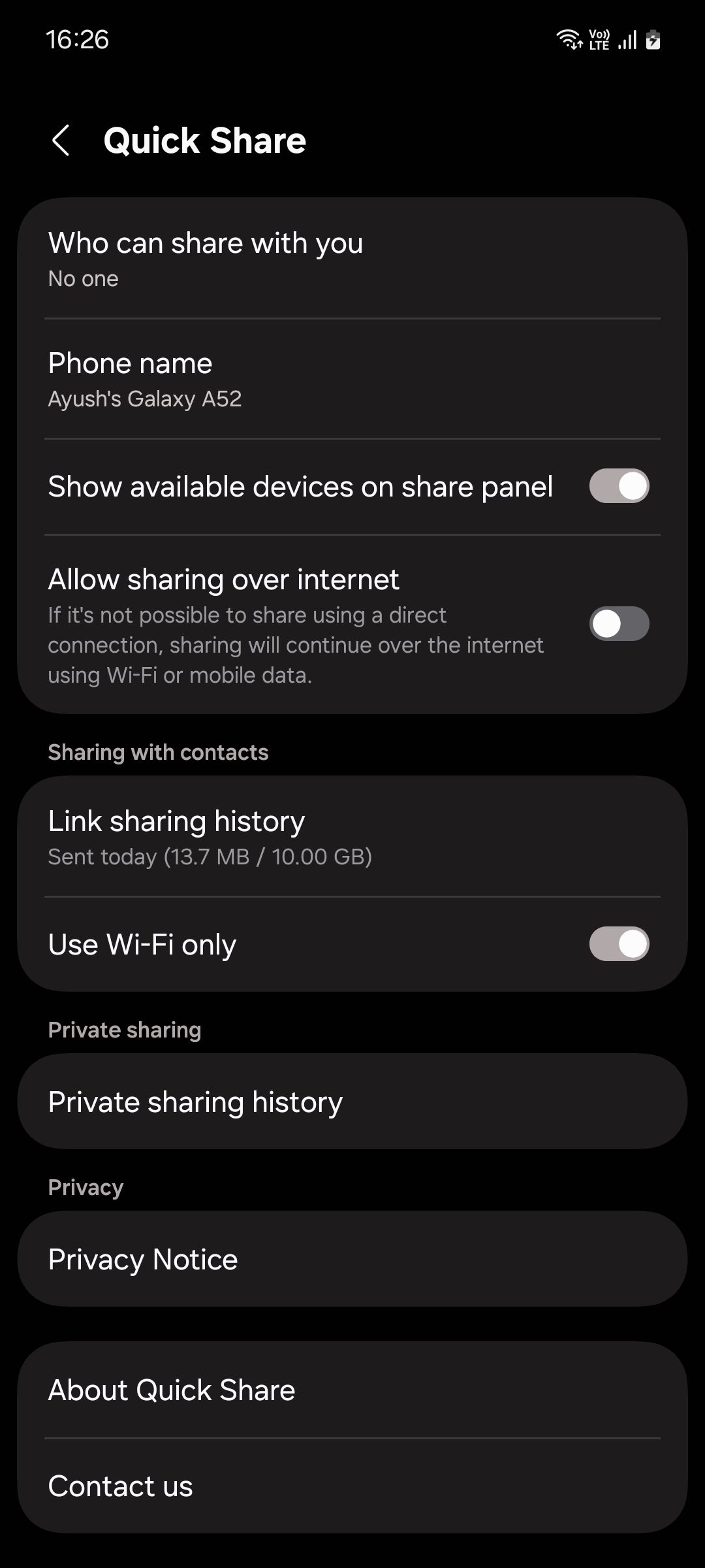 Samsung One UI 6.1 Quick Share menu