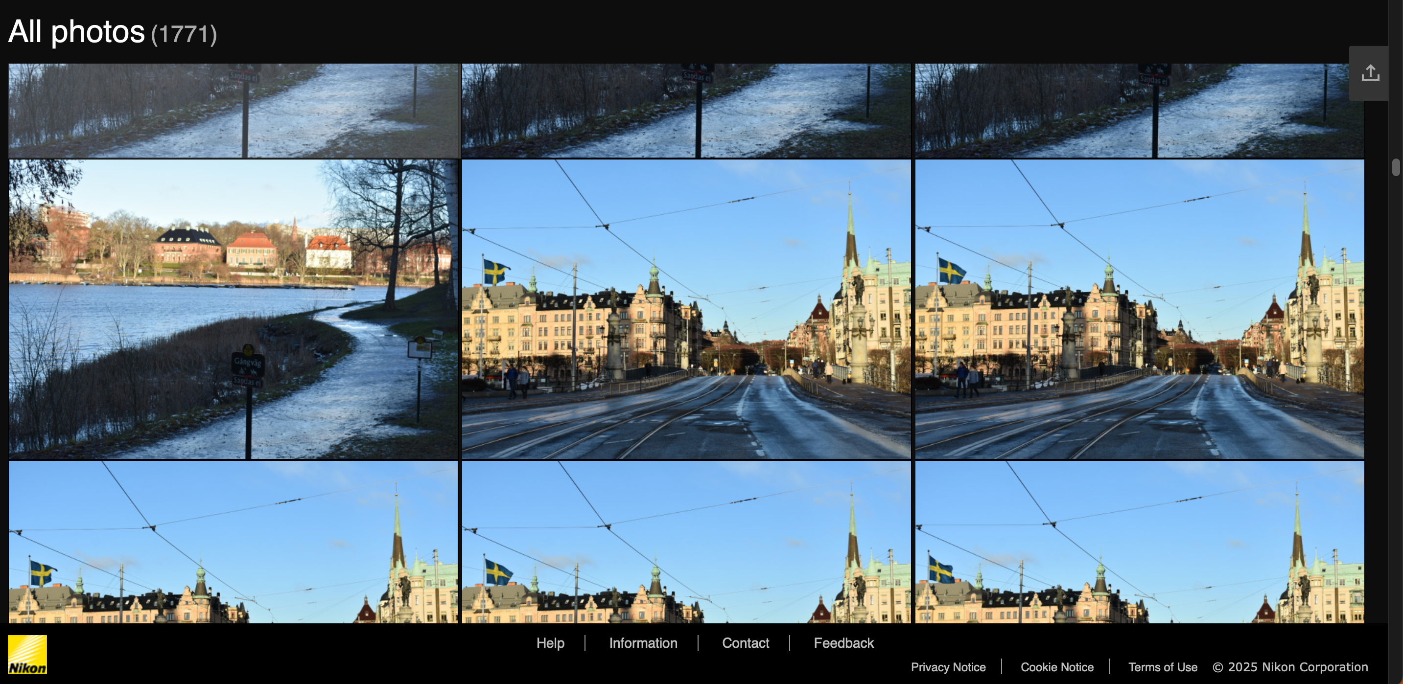 The Interface of the Nikon Image Space App