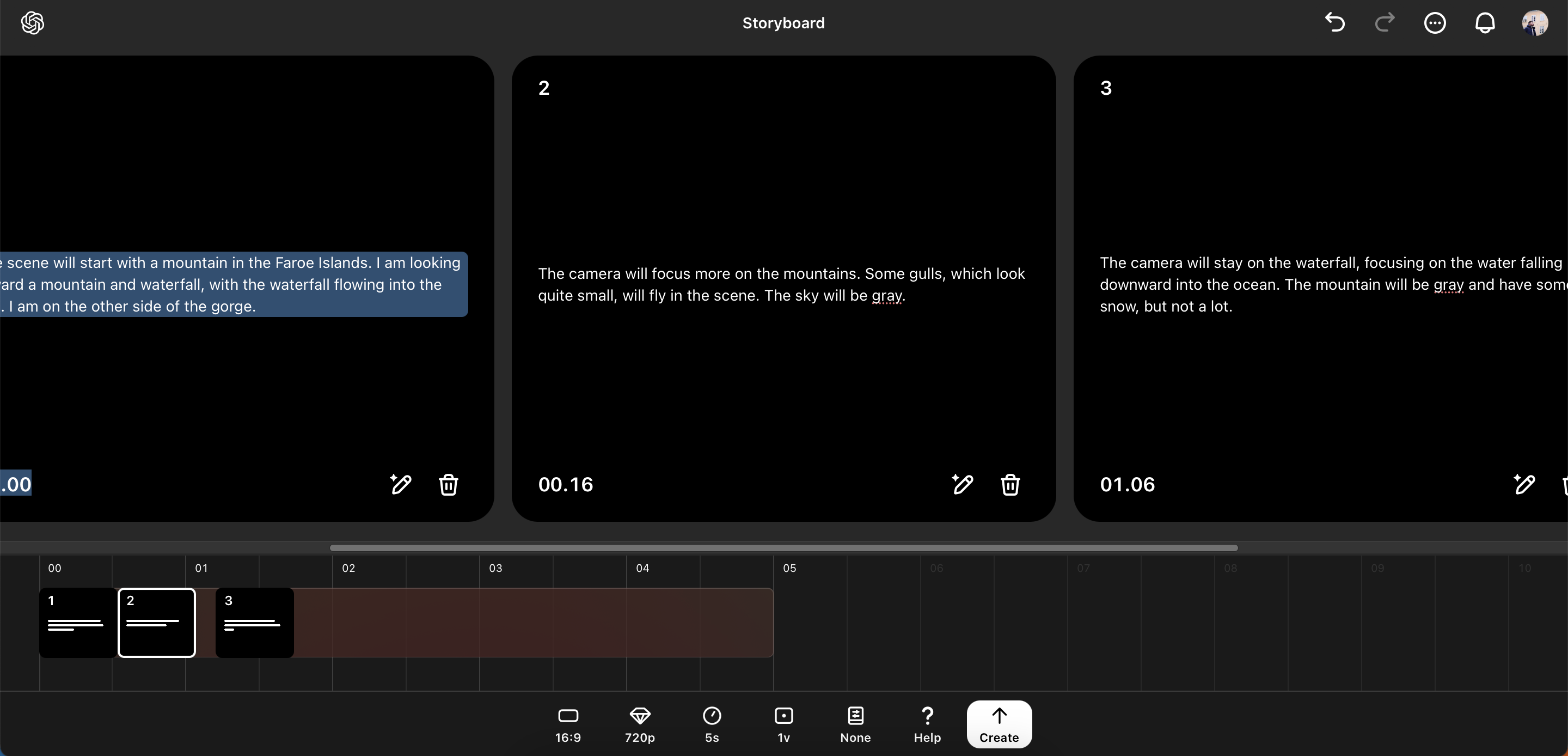 Storyboarding Creation in the Sora app