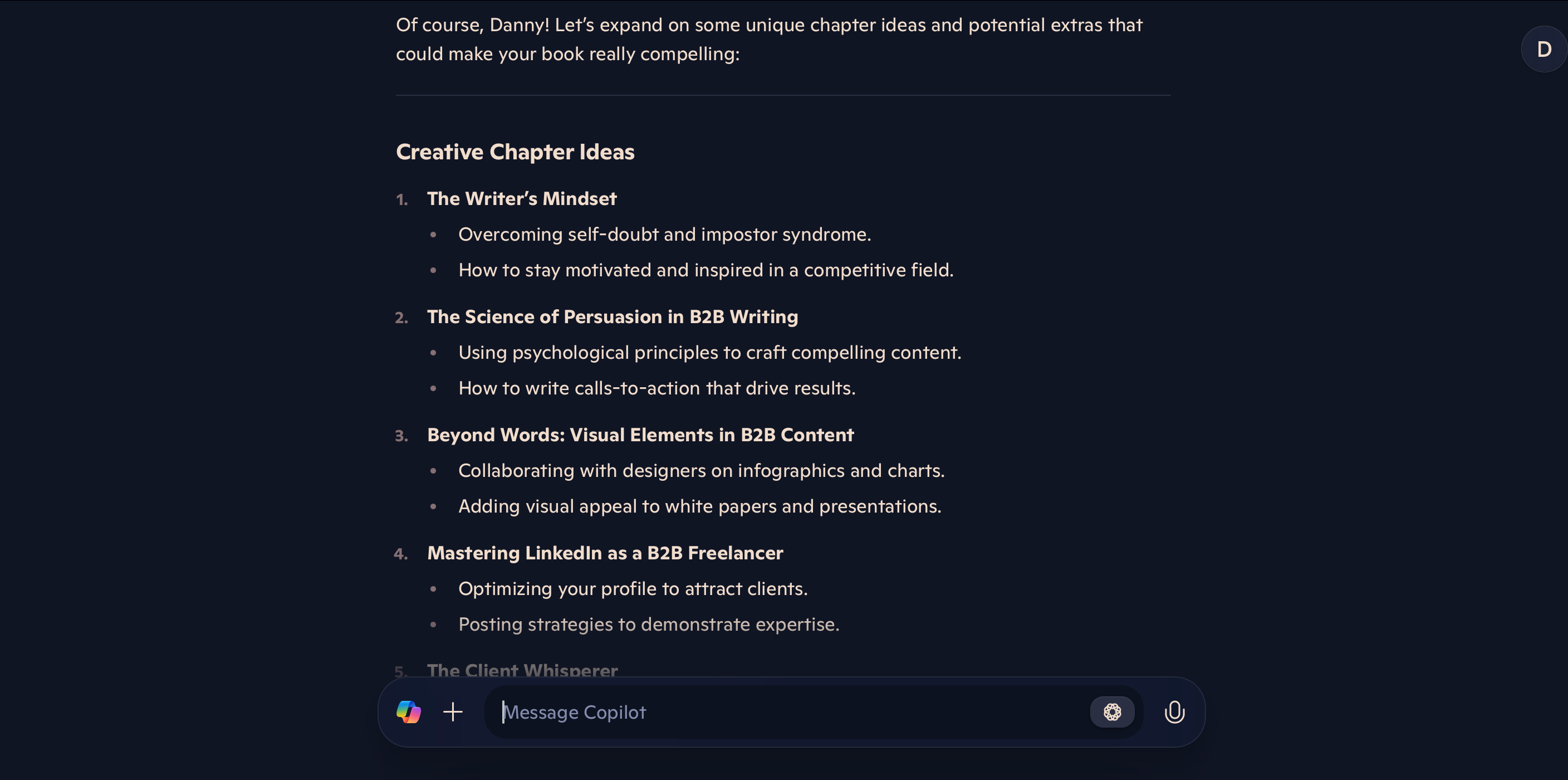 Les fonctionnalités de brainstorming de Microsoft Copilot