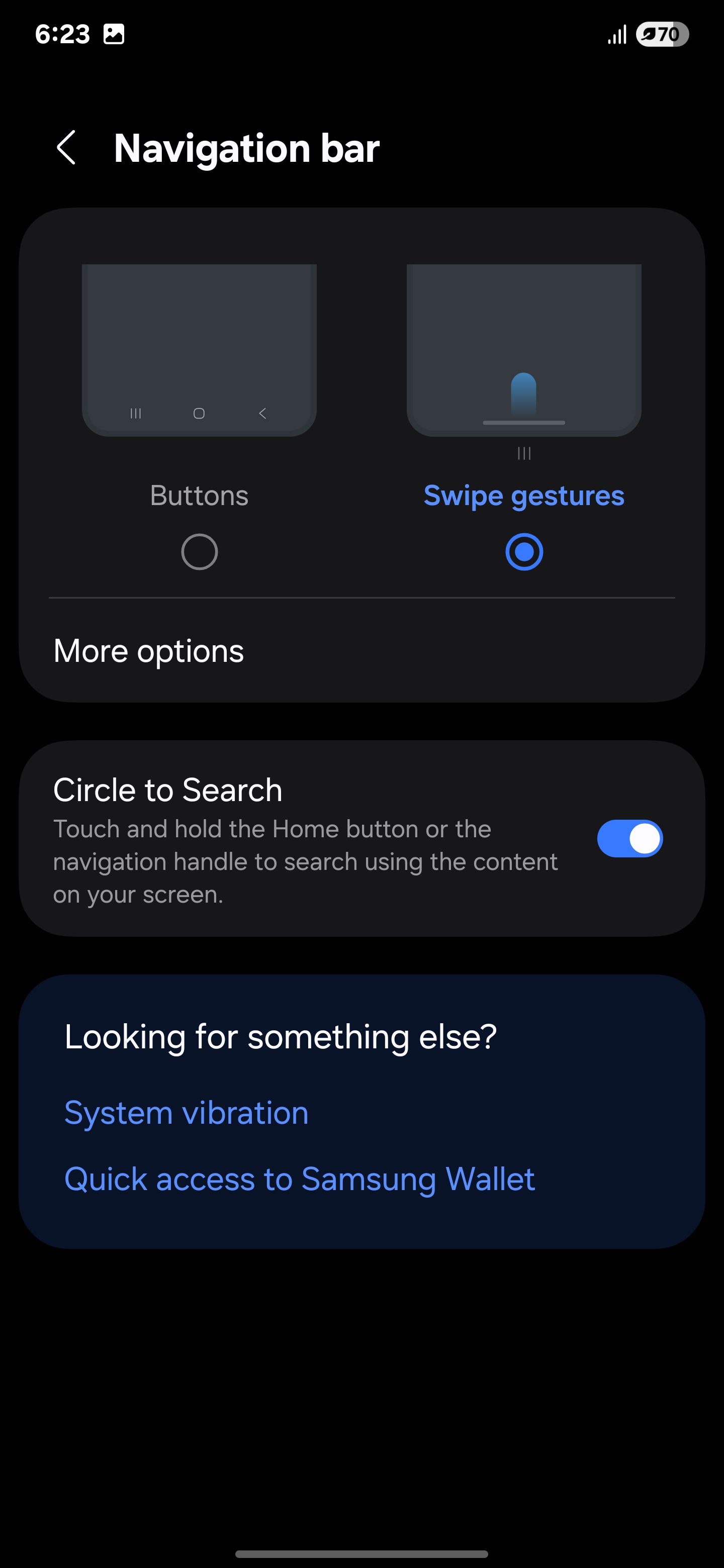 Swipe gestures in the Navigation bar