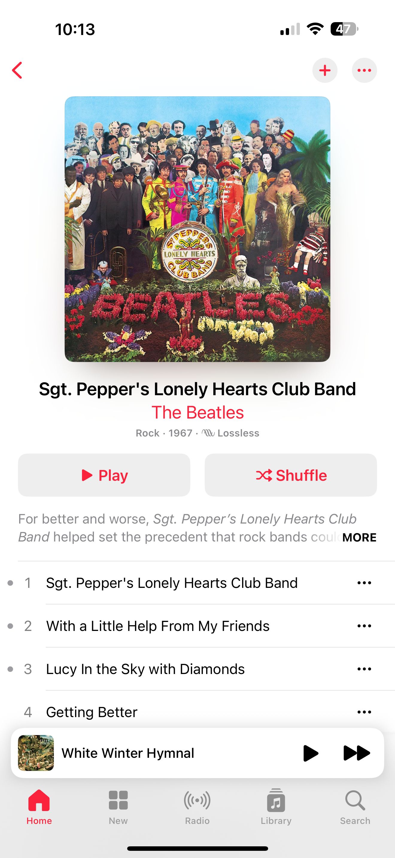 Страница альбома в Apple Music. 