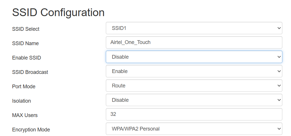 Disabling SSID Configuration
