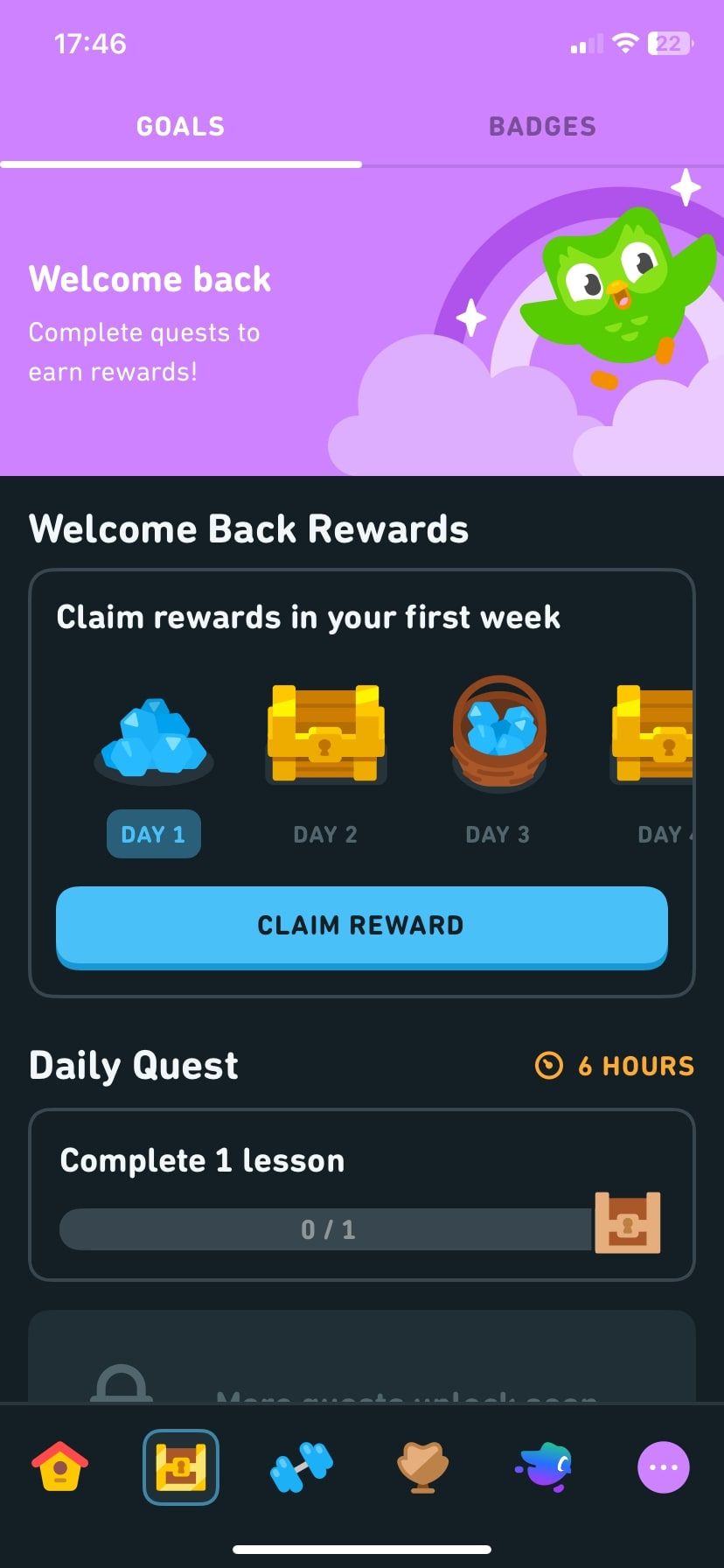 страница целей в Duolingo