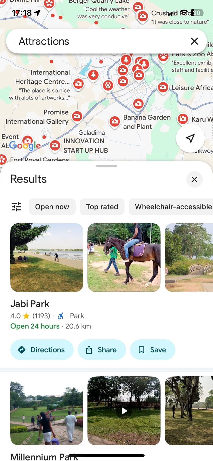 Google карта с достопримечательностями в Абудже