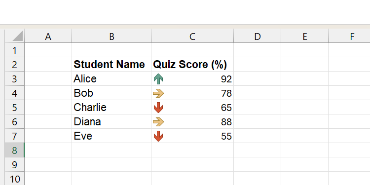 Mostrando tendências com conjuntos de ícones no Excel.