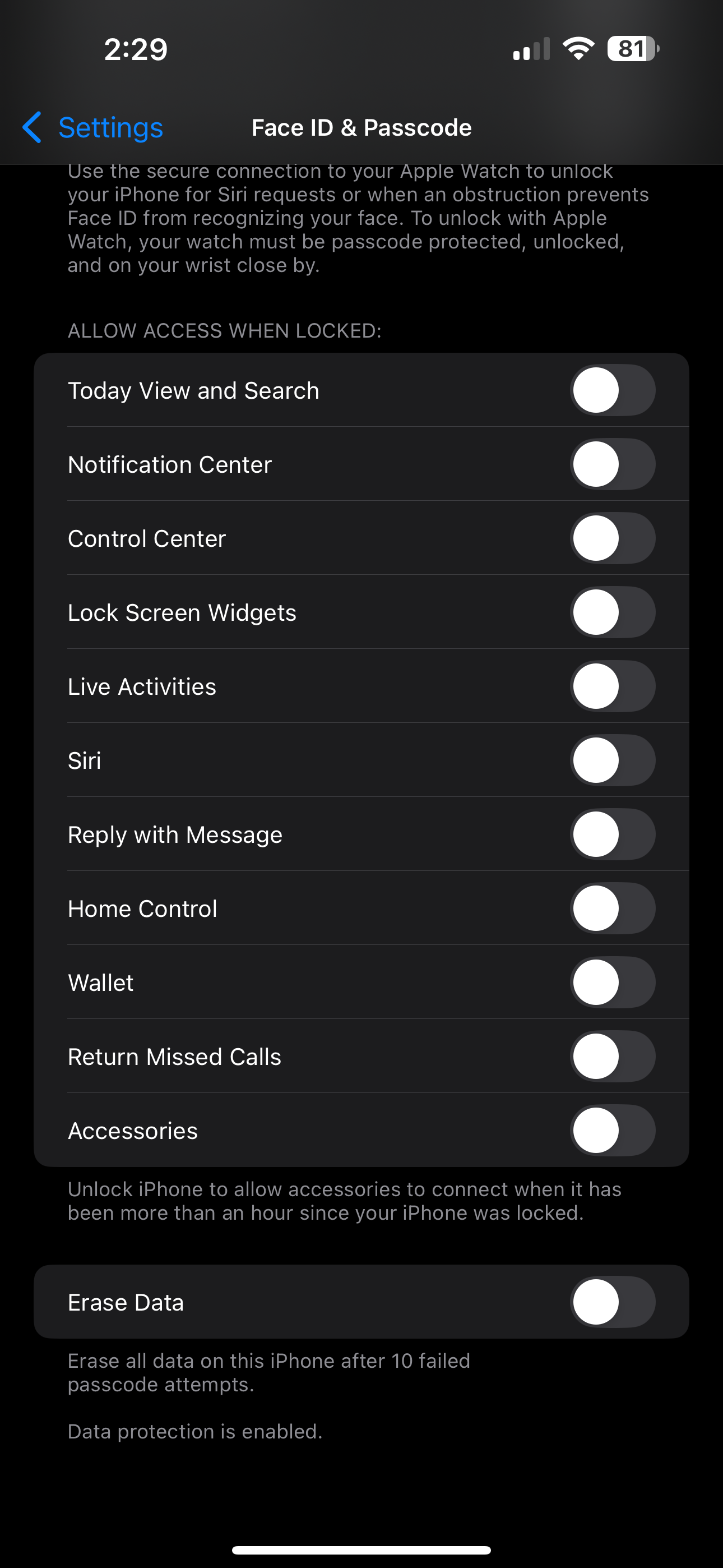 IPhone Settings by App and Notifications showing when the screen is closed