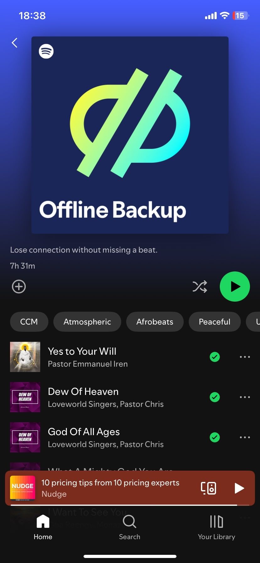 офлайн-резервирование песен на Spotify