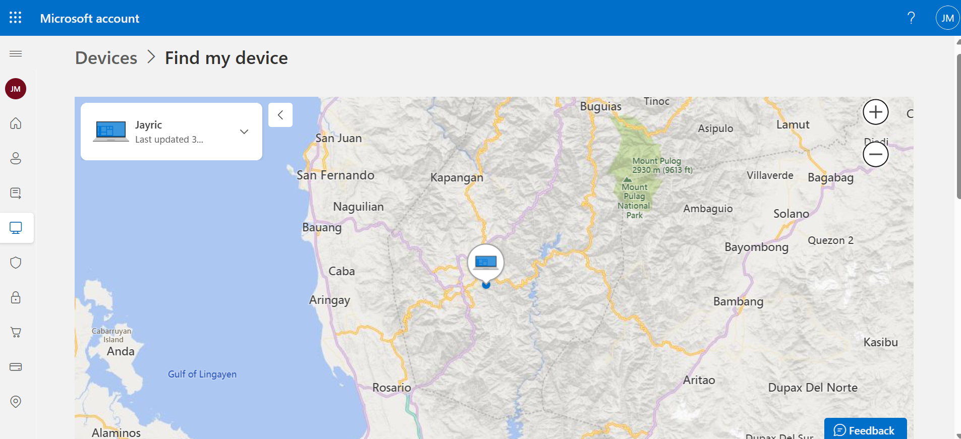 Finding my device using Windows Find My Device feature