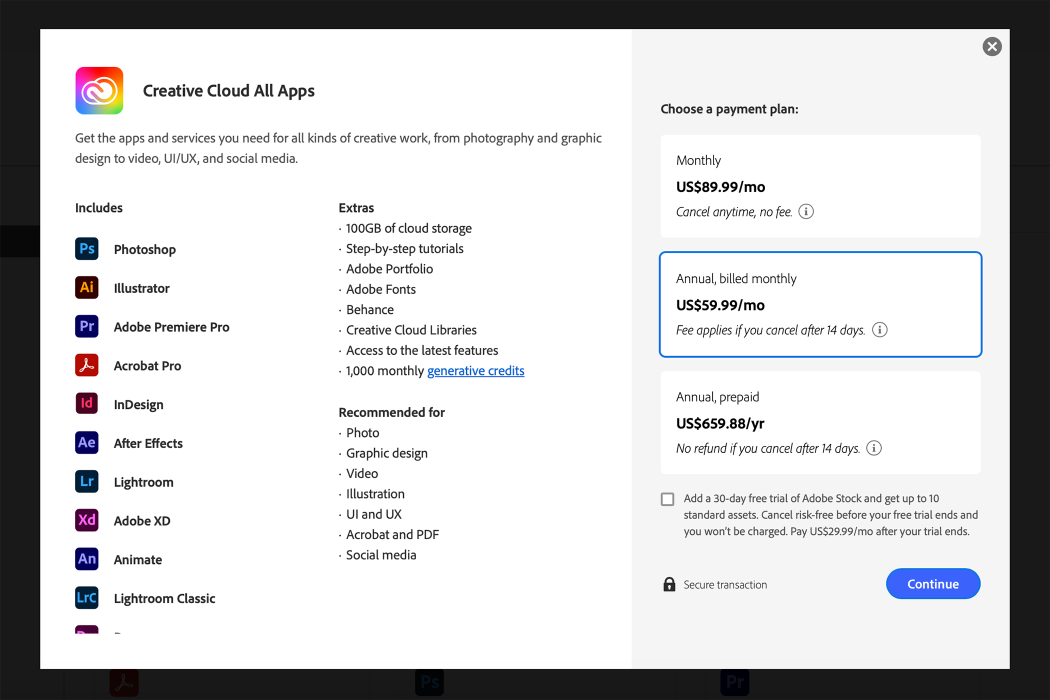 Adobe All Apps Plan