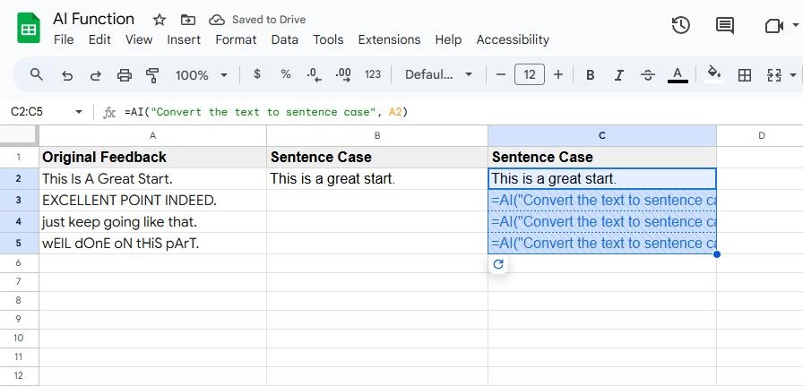 Células de preenchimento automático nas folhas do Google
