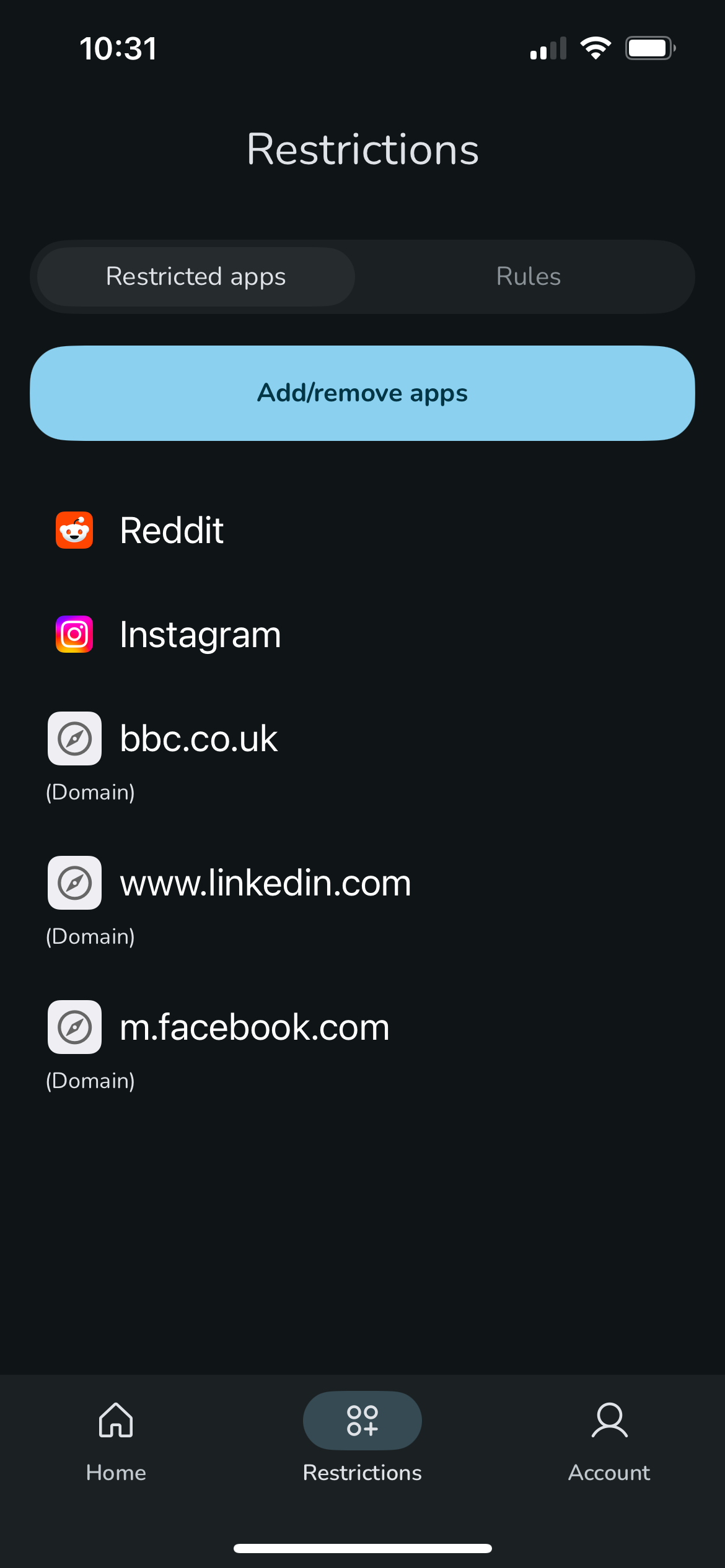 Blocked apps on steepin