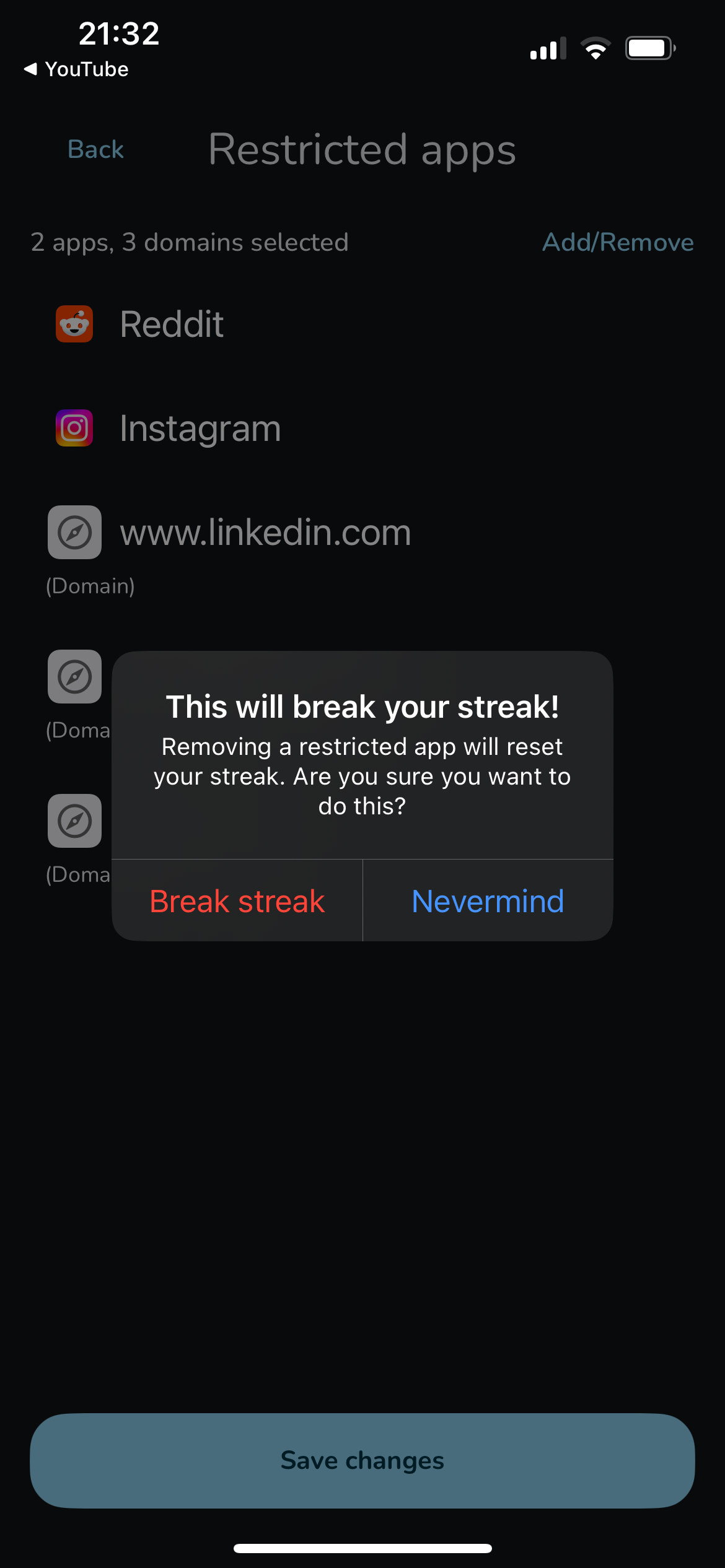 Break streak on Stepin app