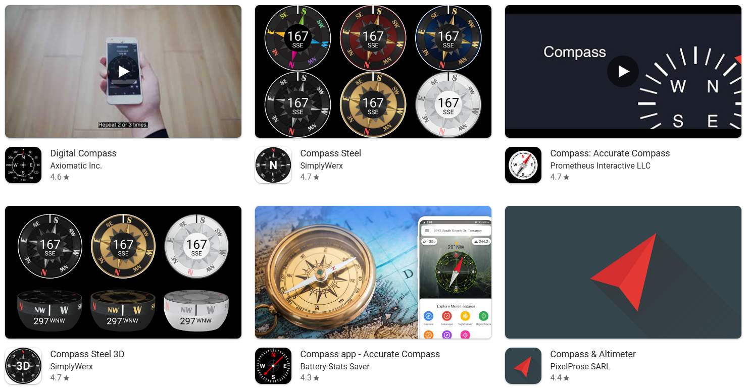 Multiple phone compass apps on the app store