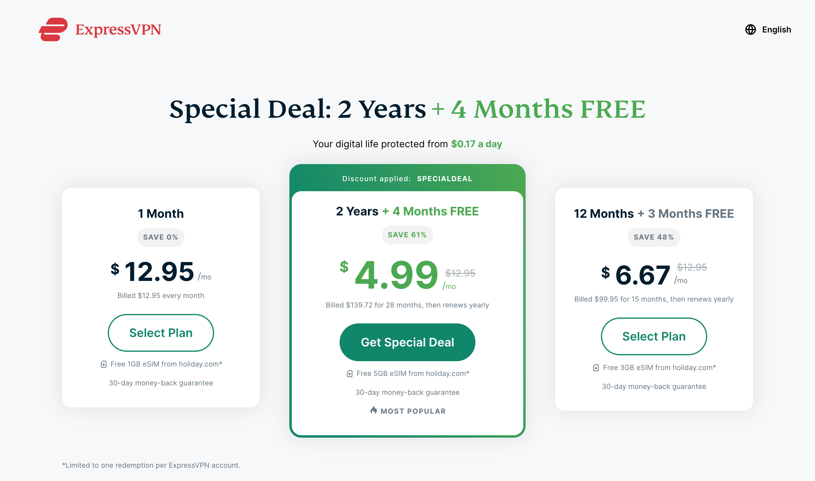 ExpressVPN subscription plans with discounts for long-term commitment