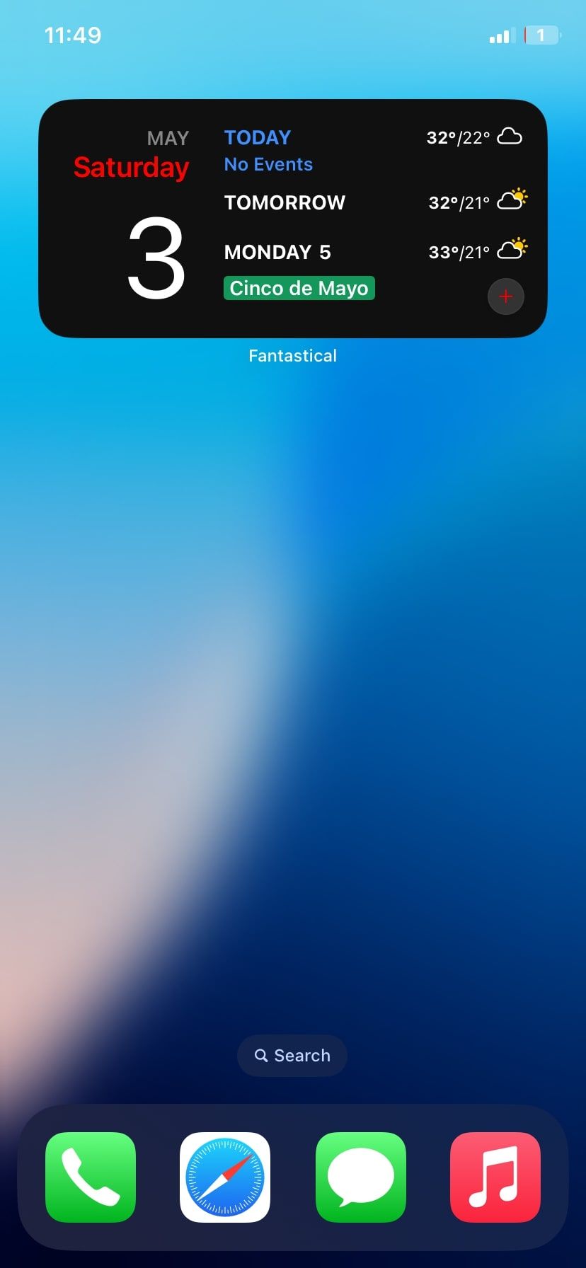 Виджет Fantastical на главном экране