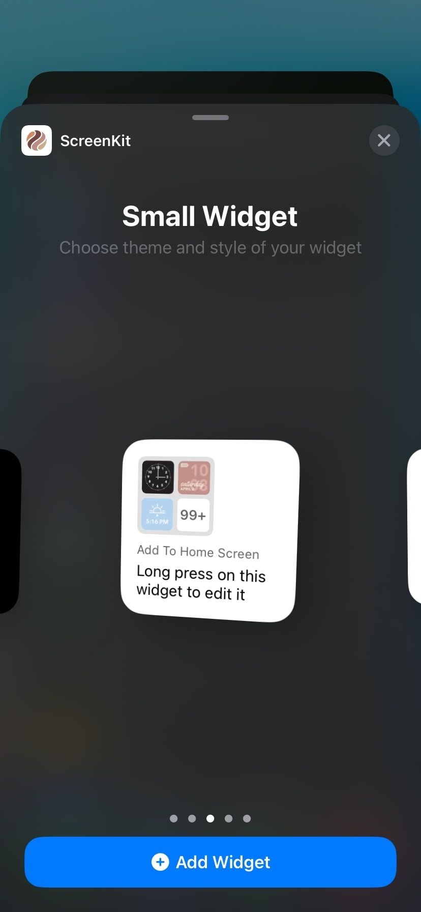 Виджет ScreenKit на странице виджетов