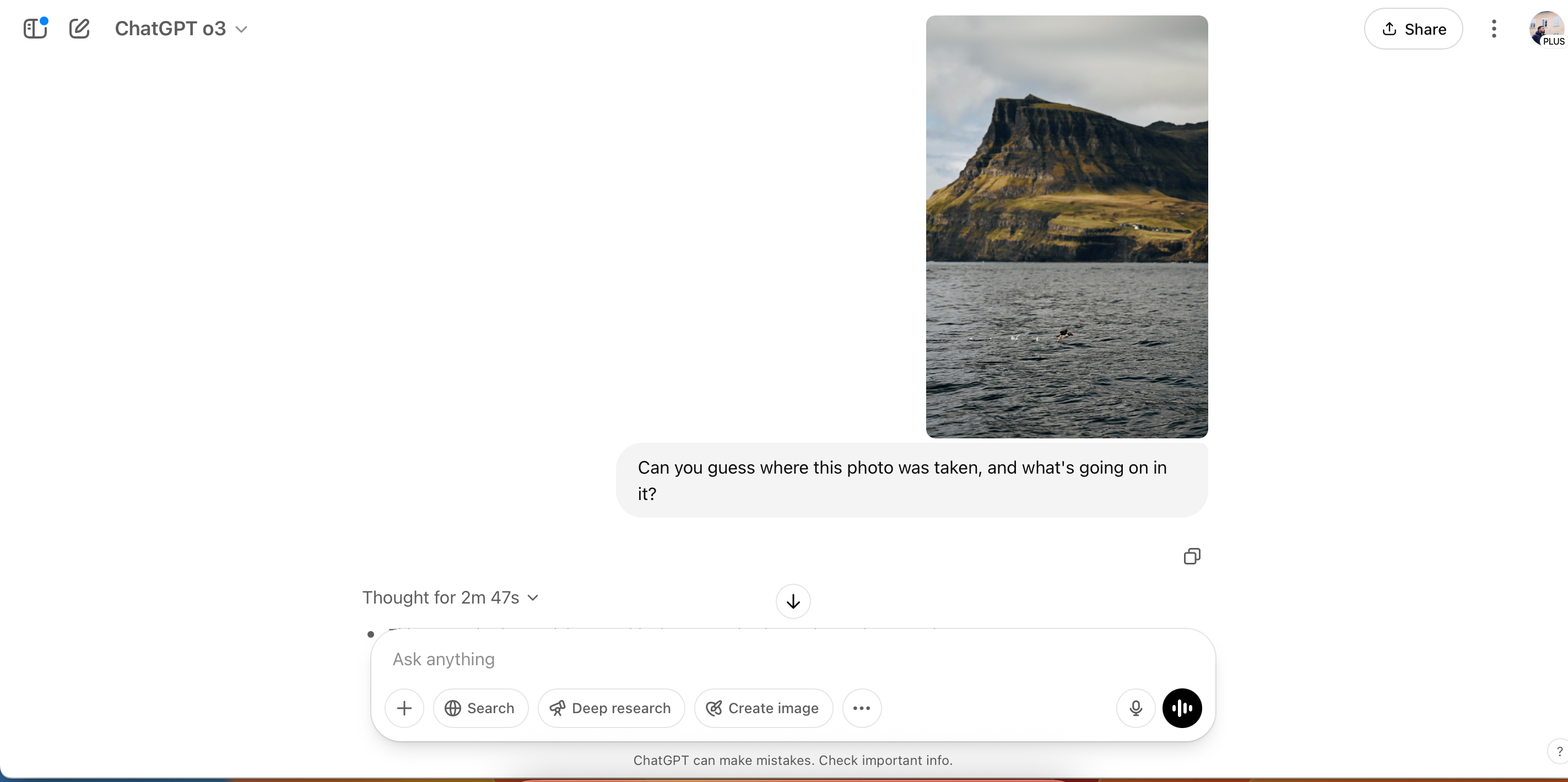 Using the Reverse Image Lookup tool in ChatGPT and asking for reasoning