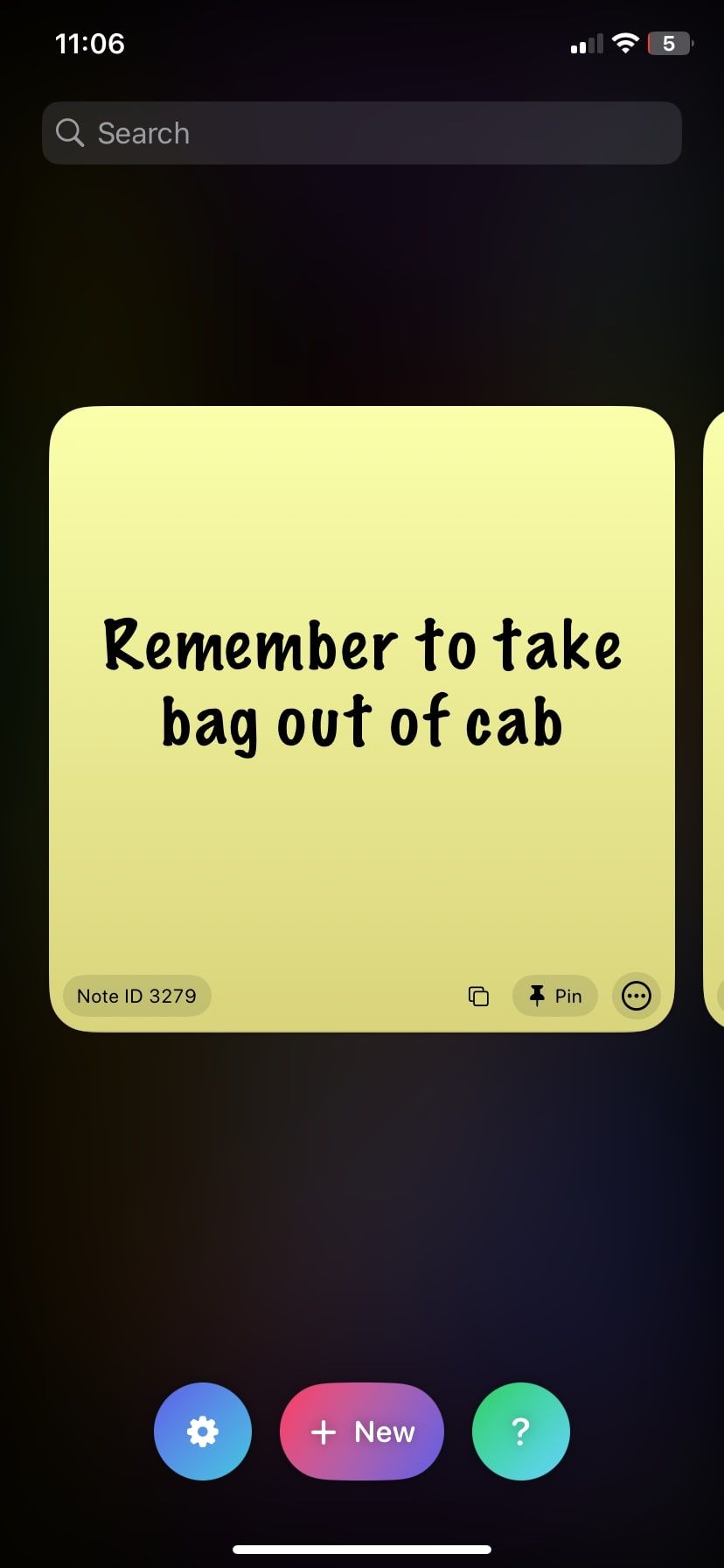 Главная страница приложения Sticky Widgets