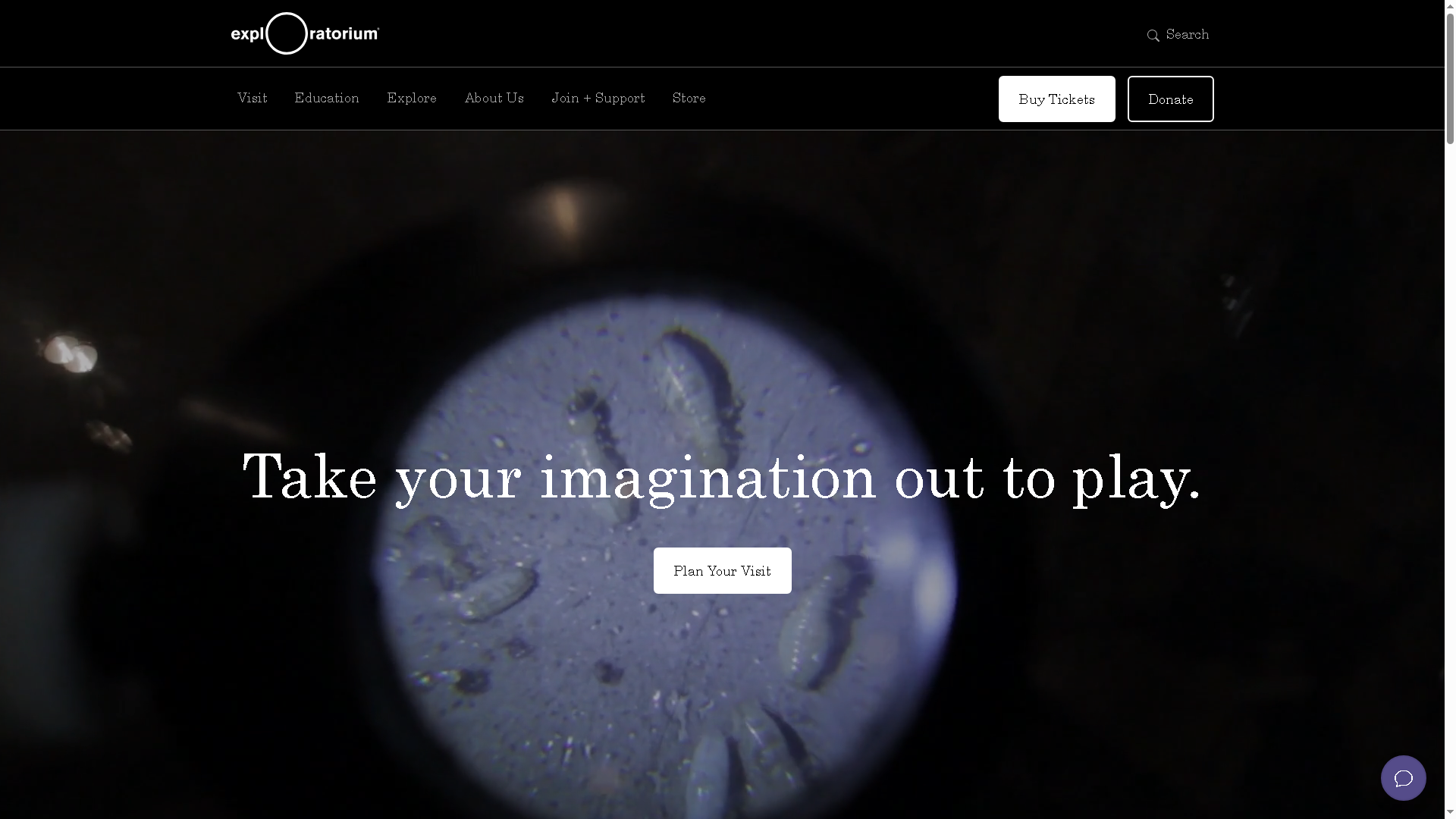 Exploratorium website frontpage