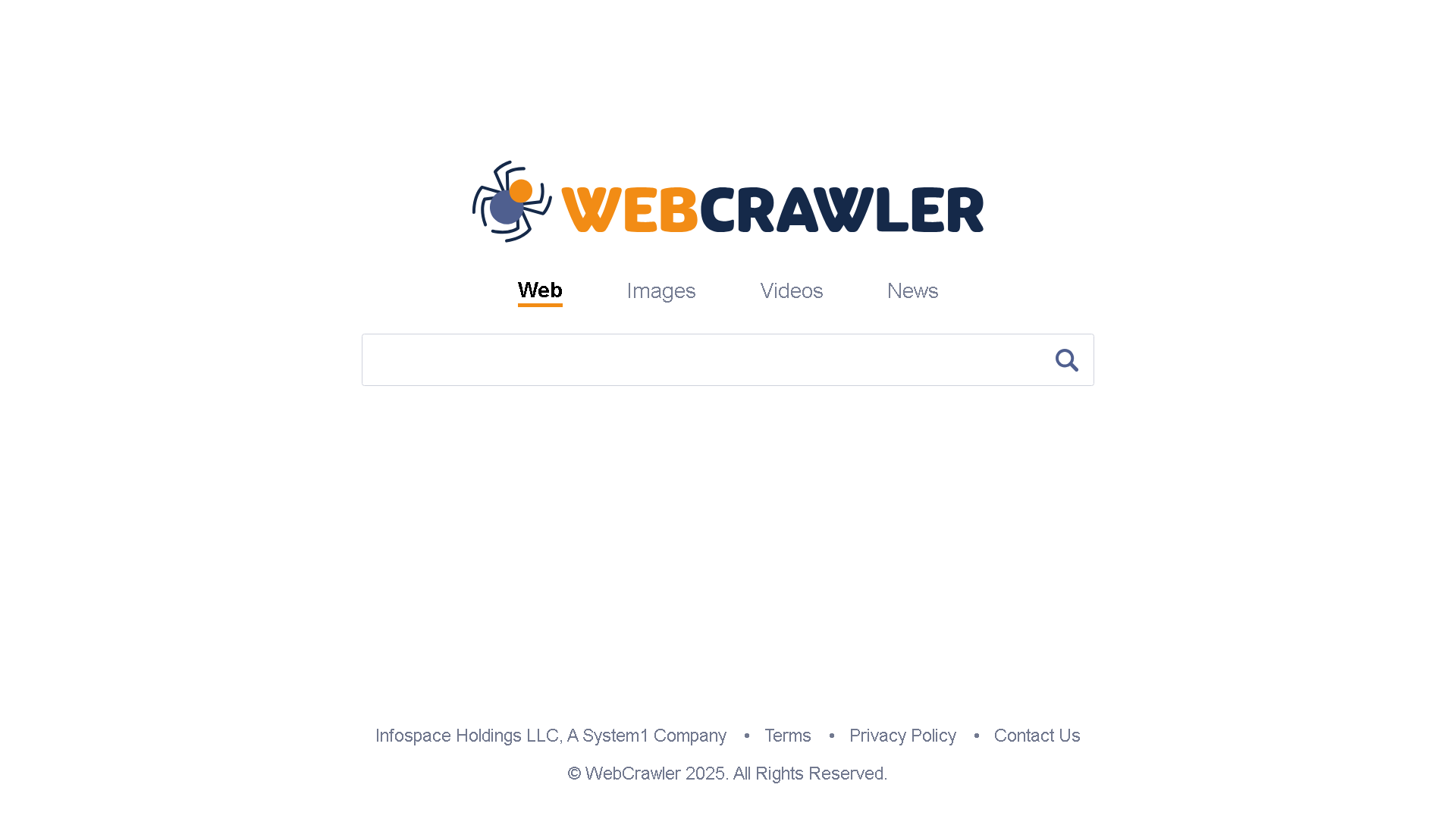 The main page of the webcrawler website, a search engine
