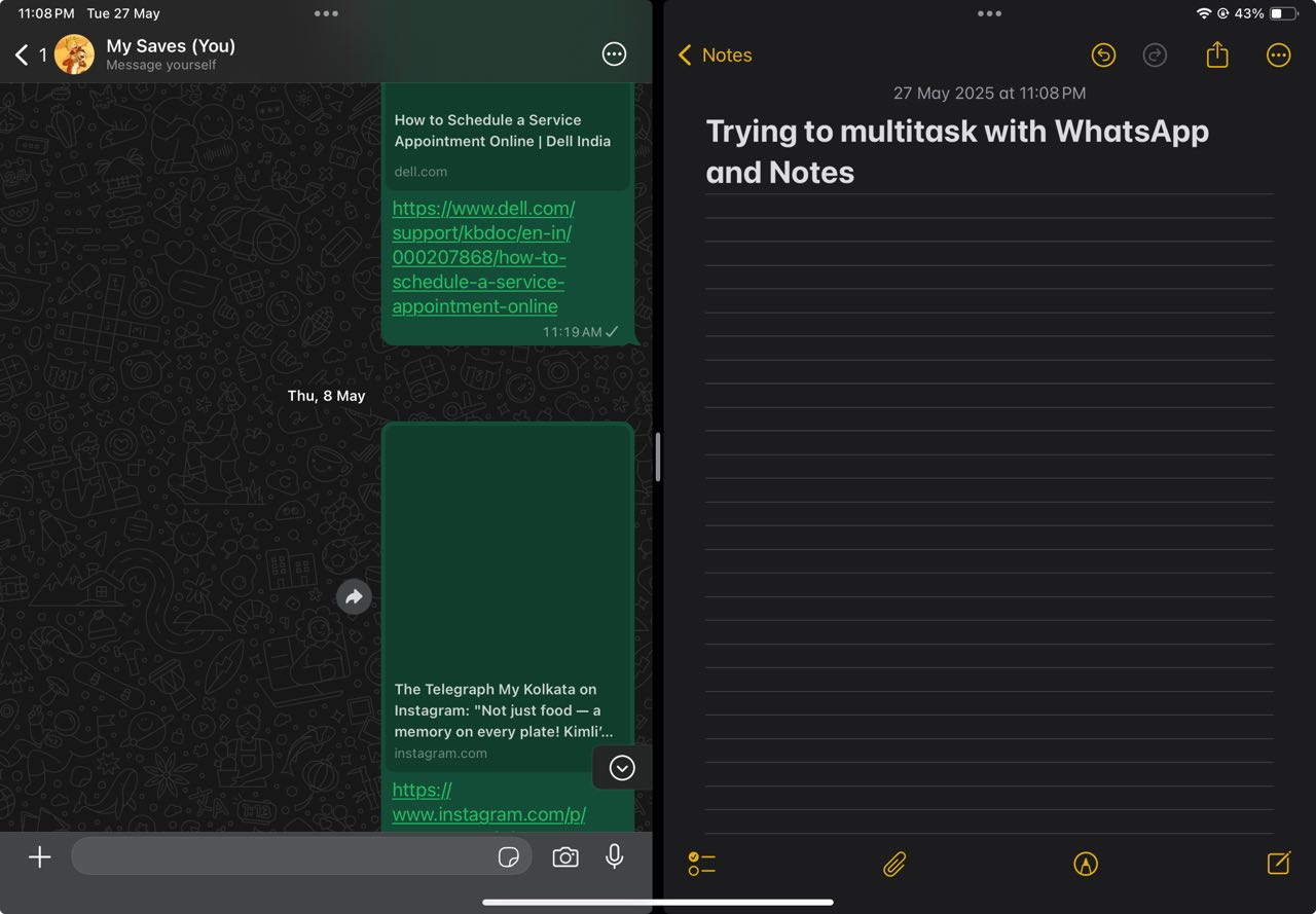 WhatsApp for iPad in Split View