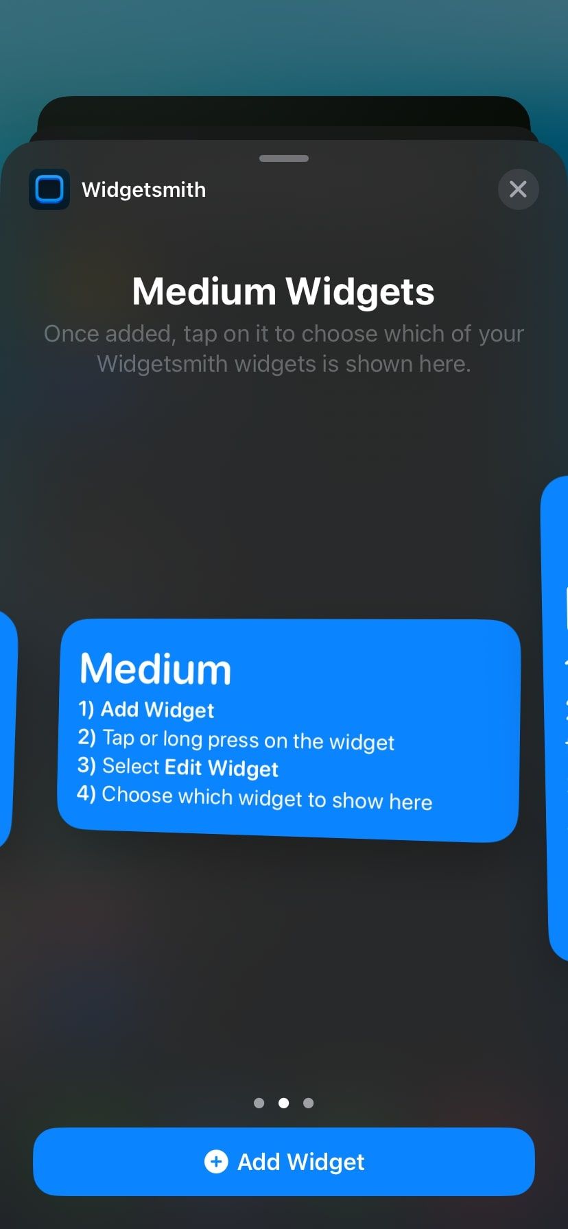 Виджет Widgetsmith на странице виджетов