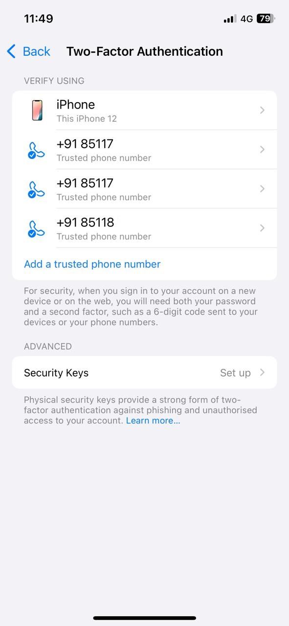 تنظیمات 2FA در آیفون