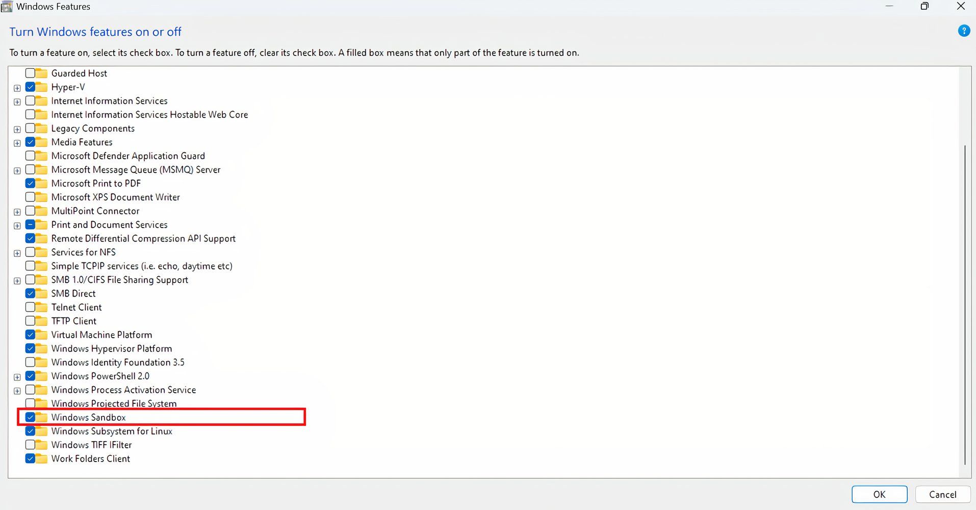 Activate Windows Sandbox
