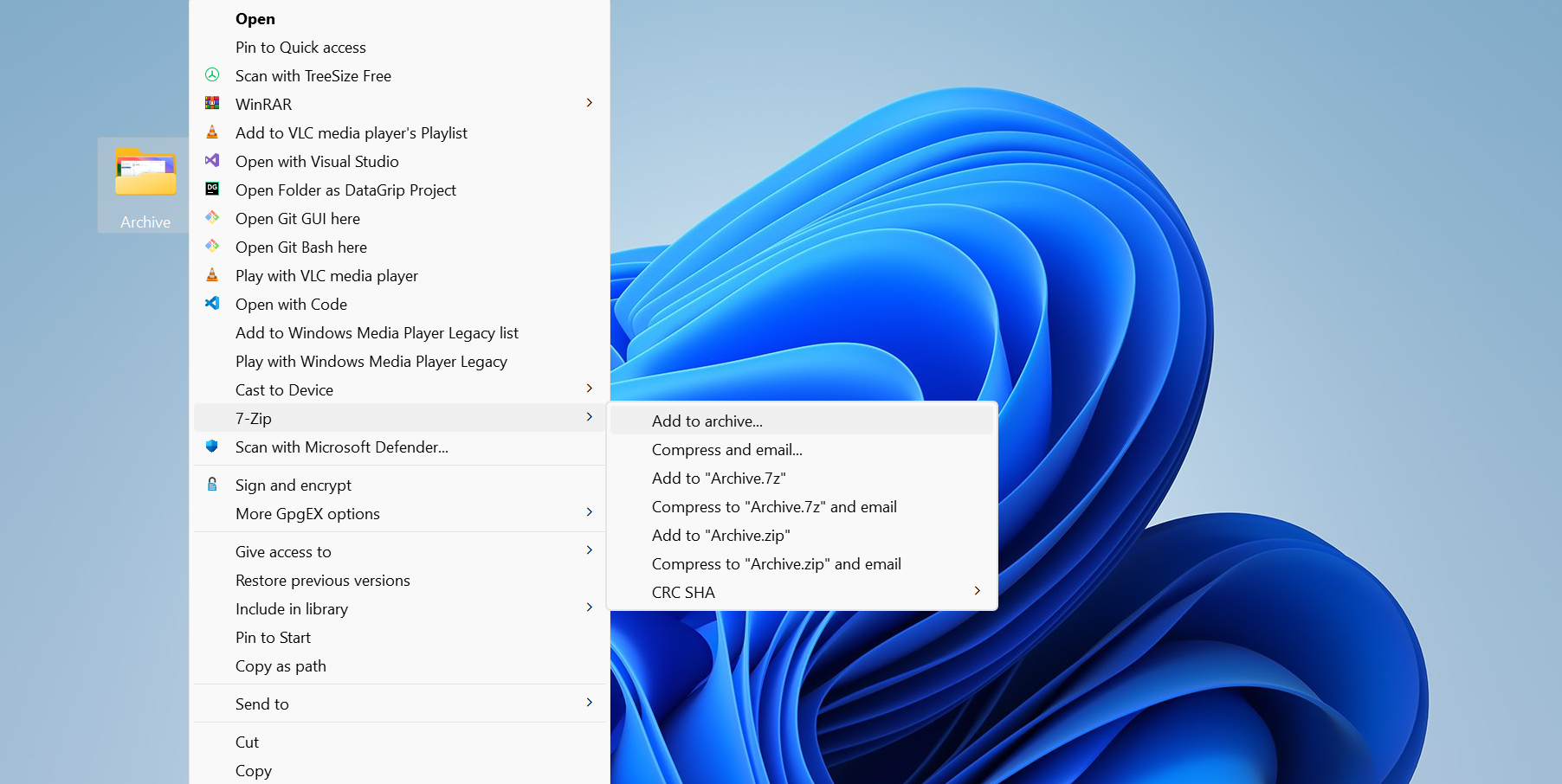 Add archive to 7zip