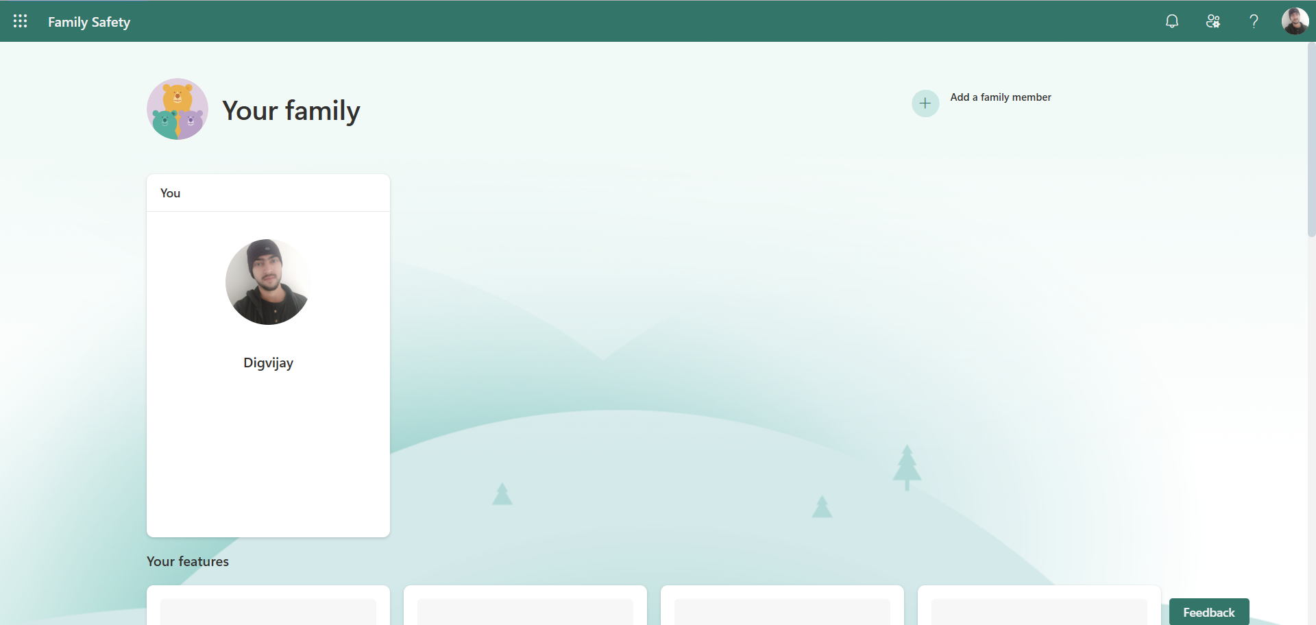 Adding a family member in Family options