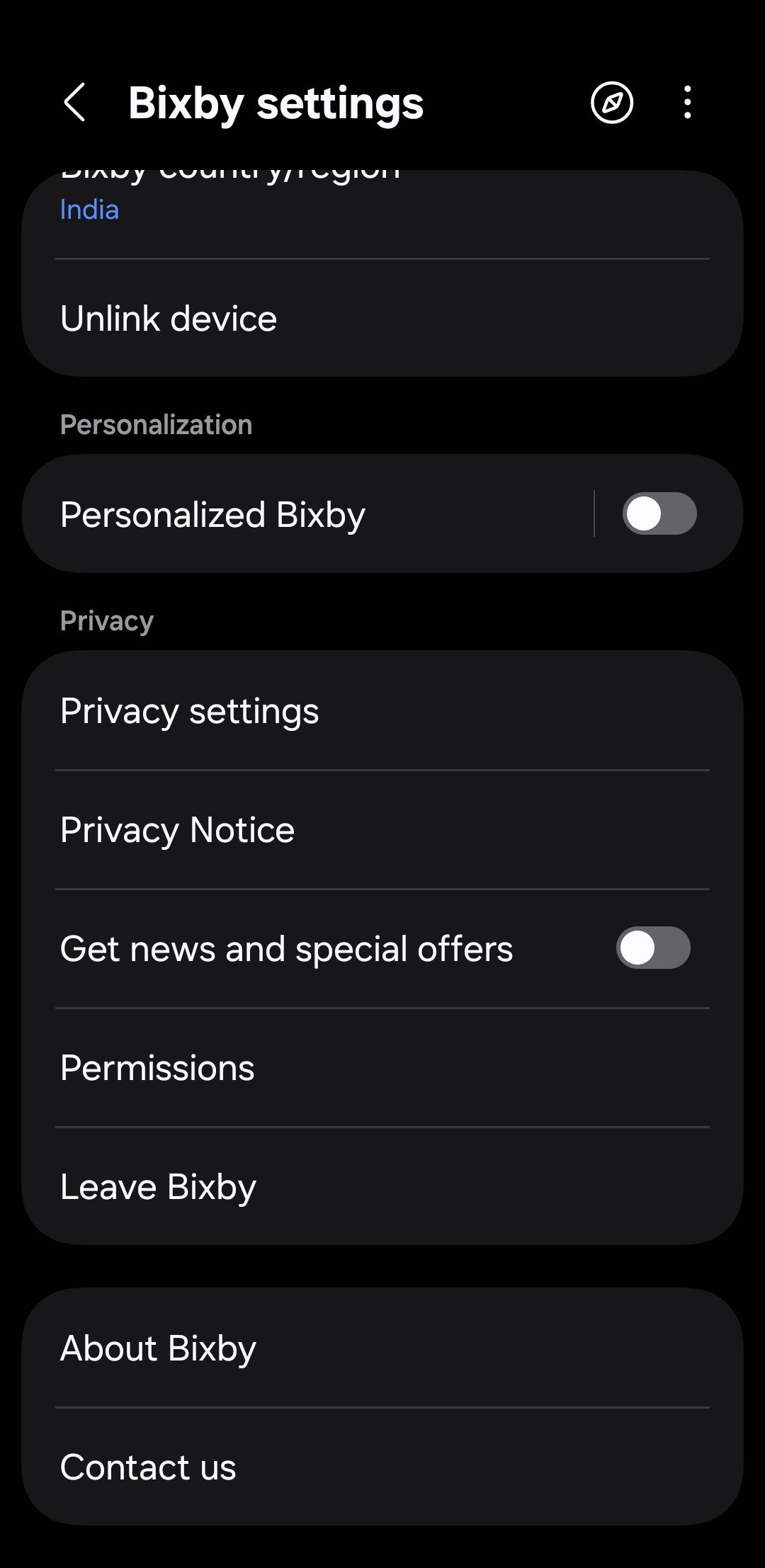 تنظیمات Bixby در تلفن سامسونگ