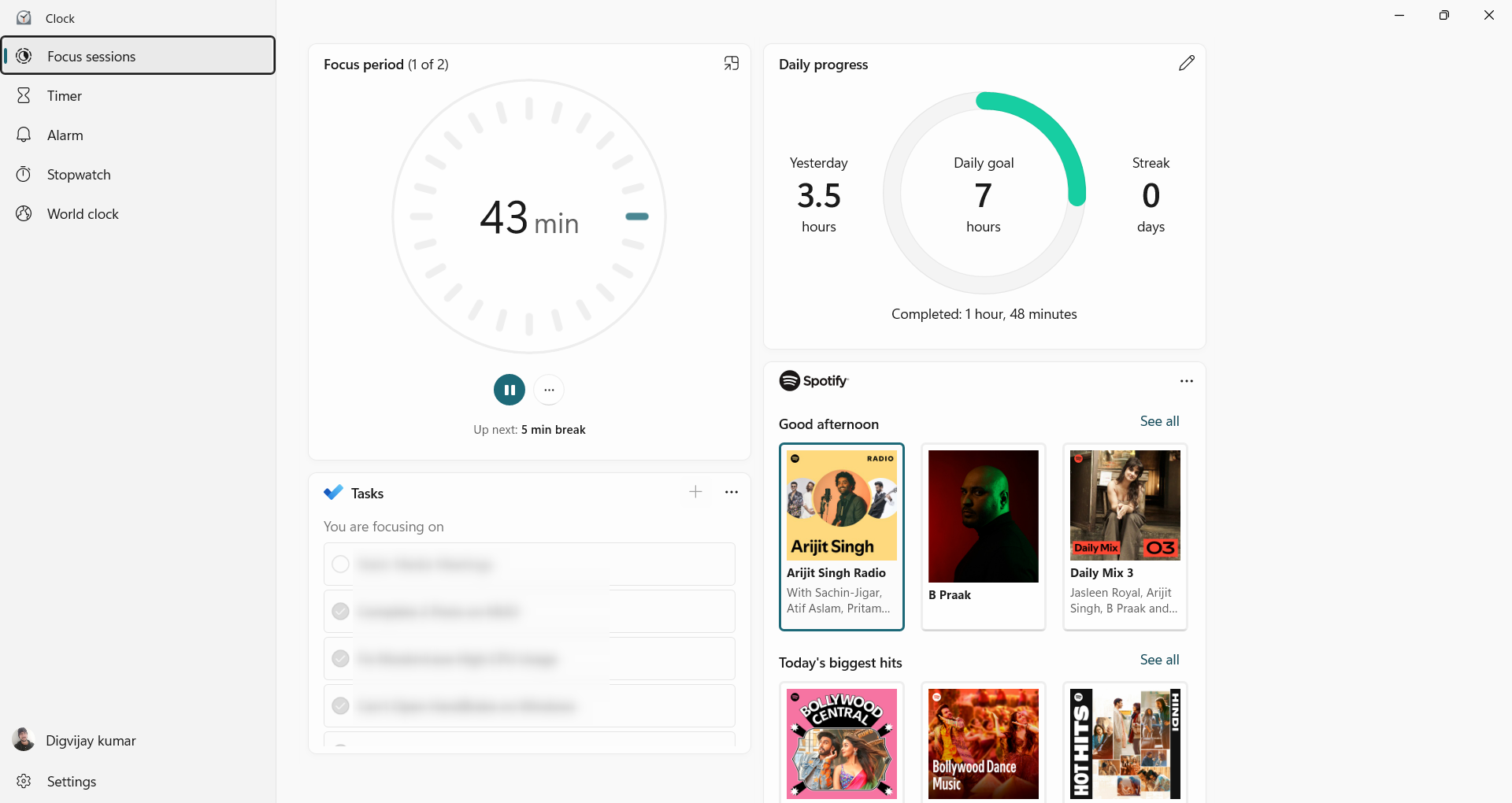 پیشرفت روزانه در برنامه ساعت 1