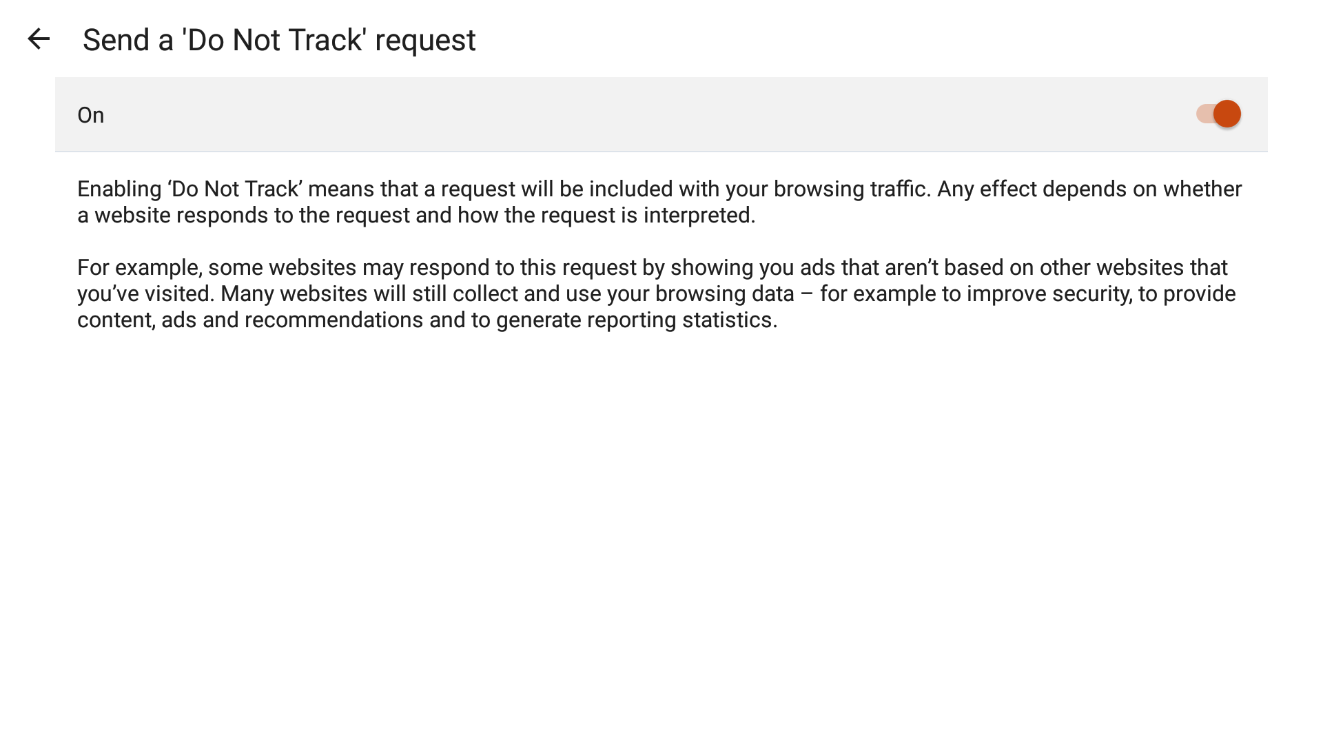 Do not track option in Silk browser for Fire TV
