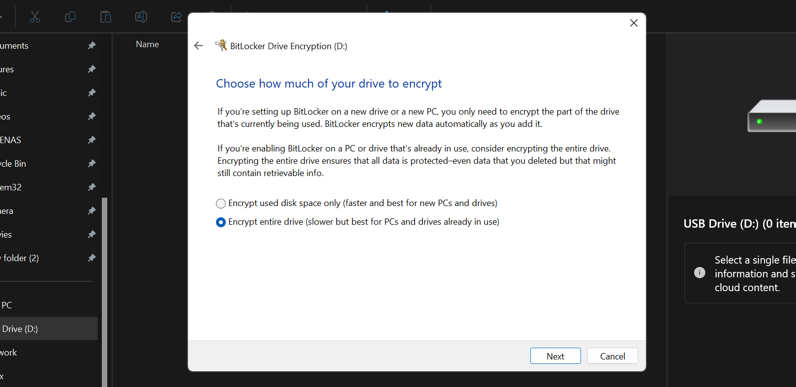 Encrypt entire flash drive