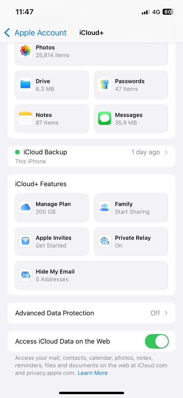 تنظیمات حساب iCloud در آیفون