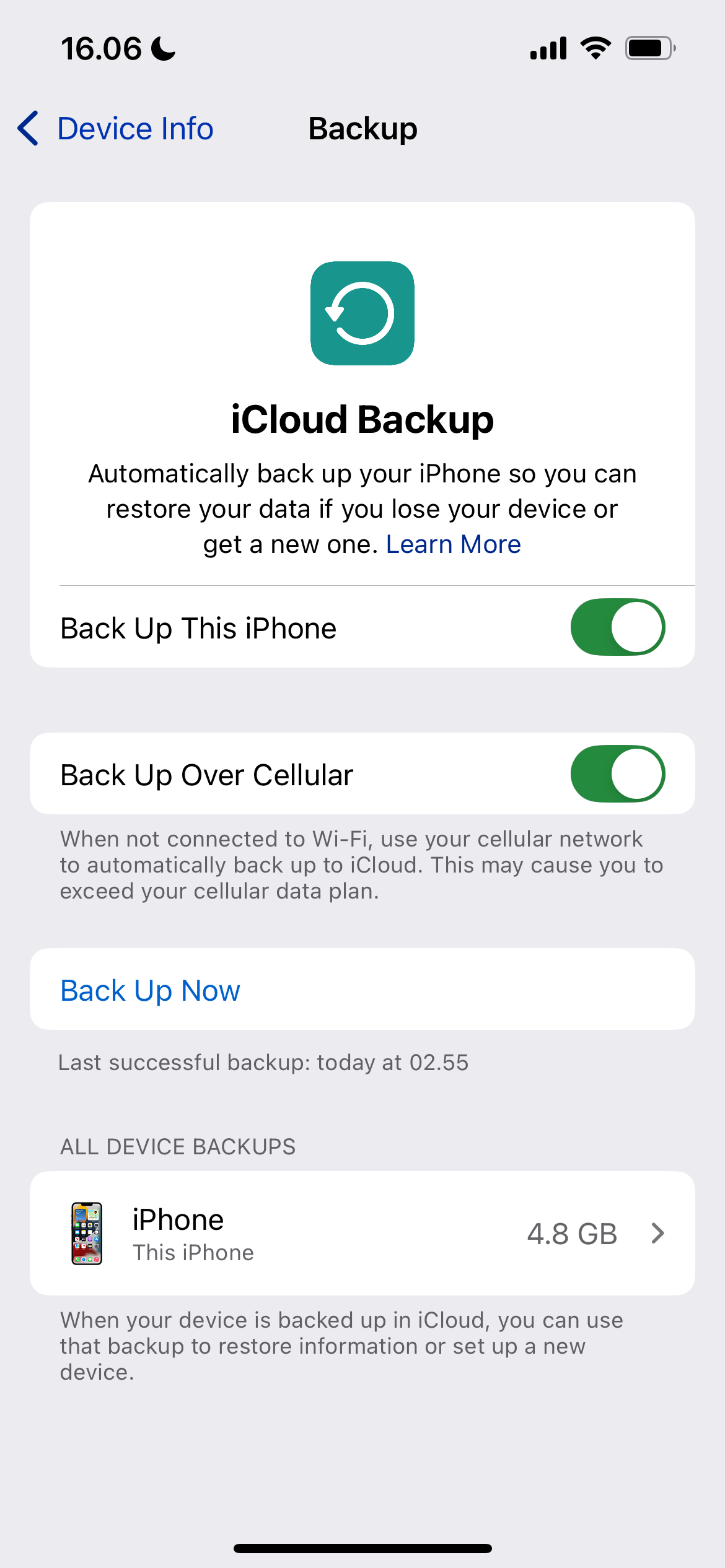 تنظیمات پشتیبان ICloud را در iOS تغییر دهید